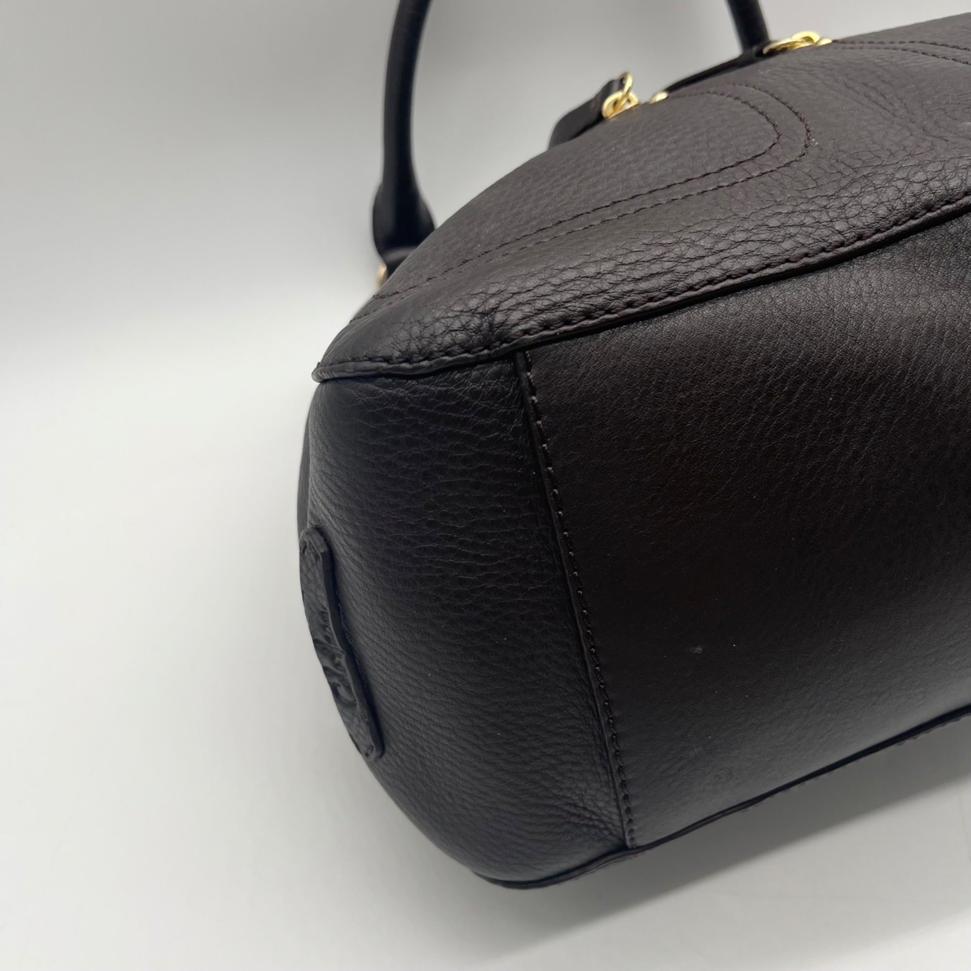 Cole Haan Chocolate Pebbled Leather Shoulder Bag