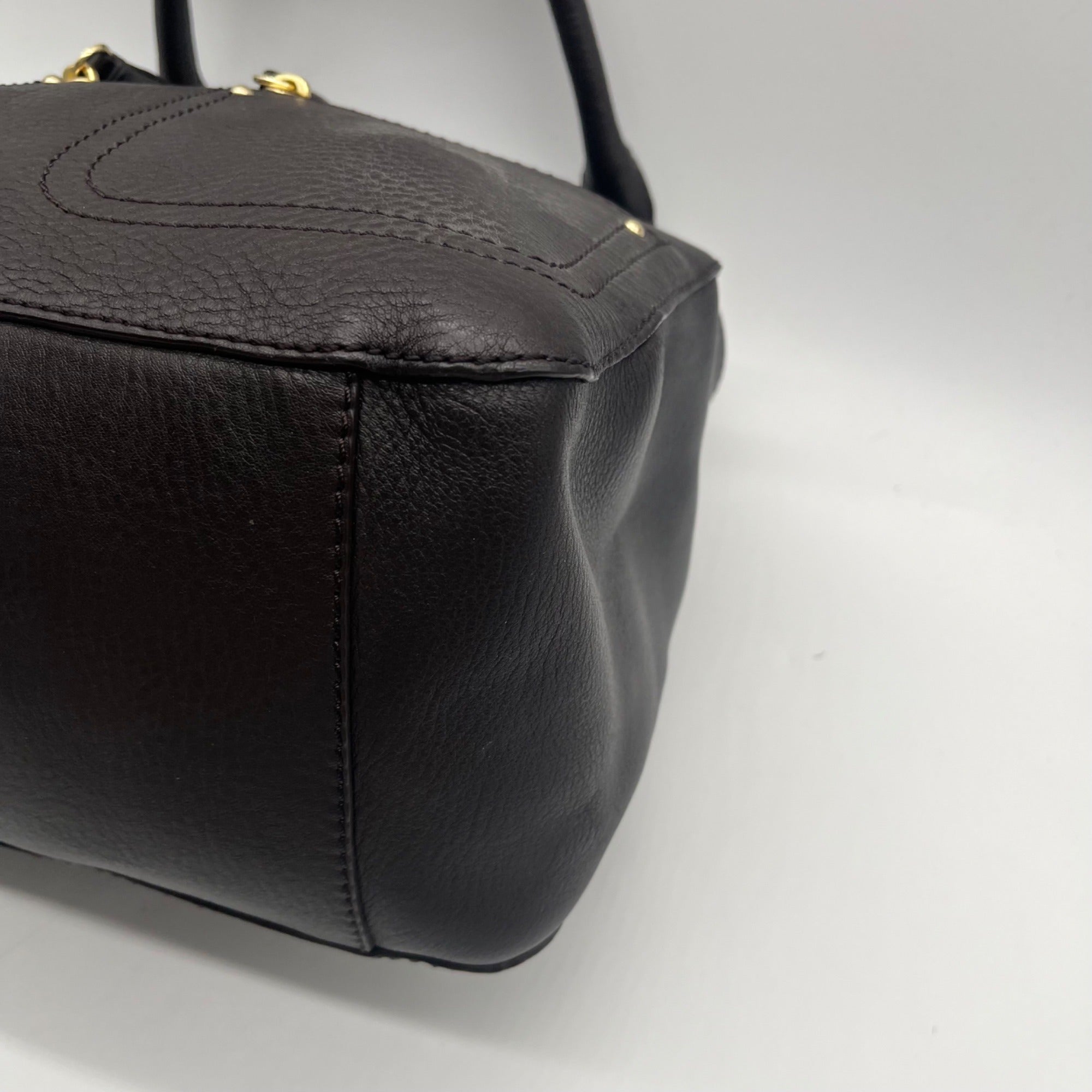 Cole Haan Chocolate Pebbled Leather Shoulder Bag