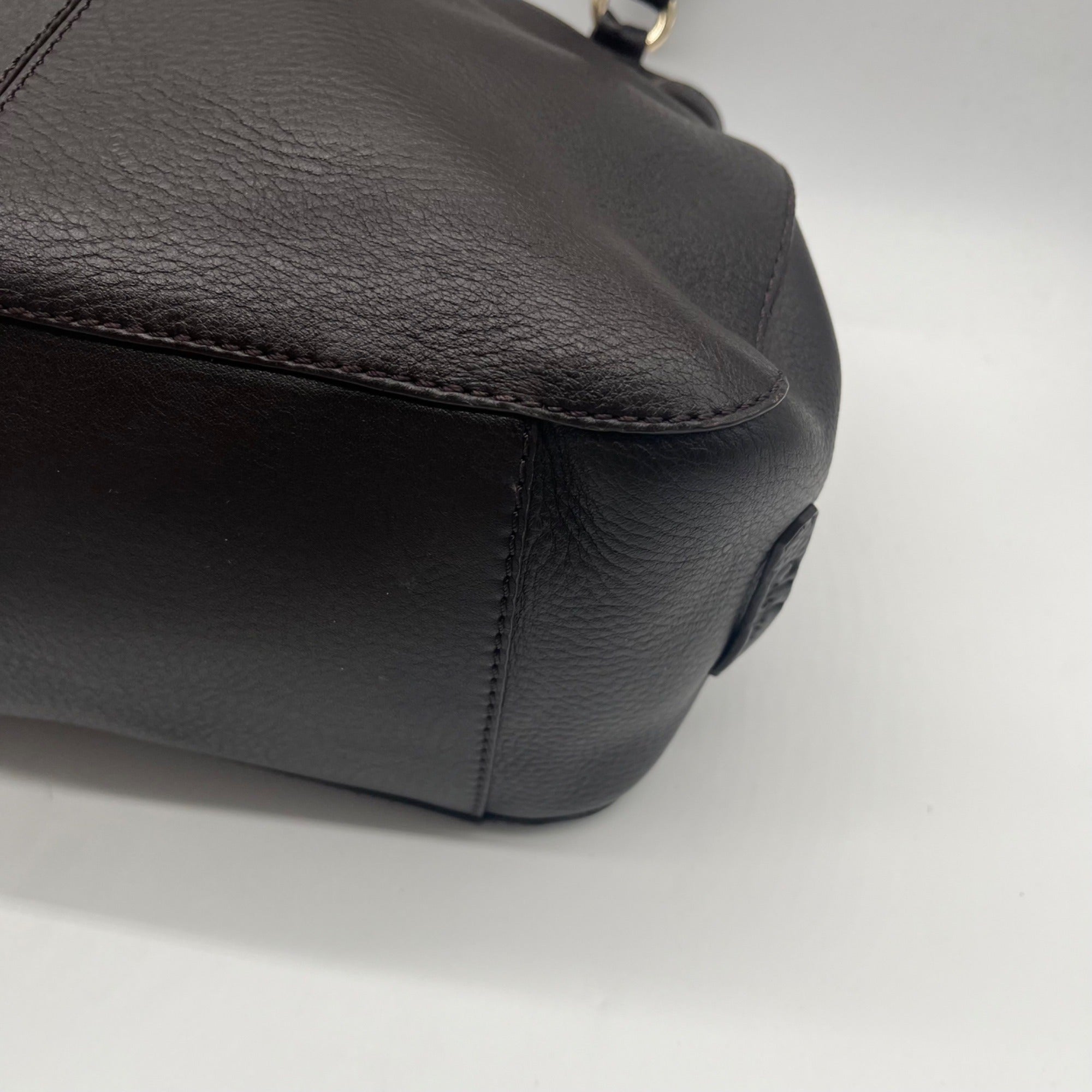 Cole Haan Chocolate Pebbled Leather Shoulder Bag