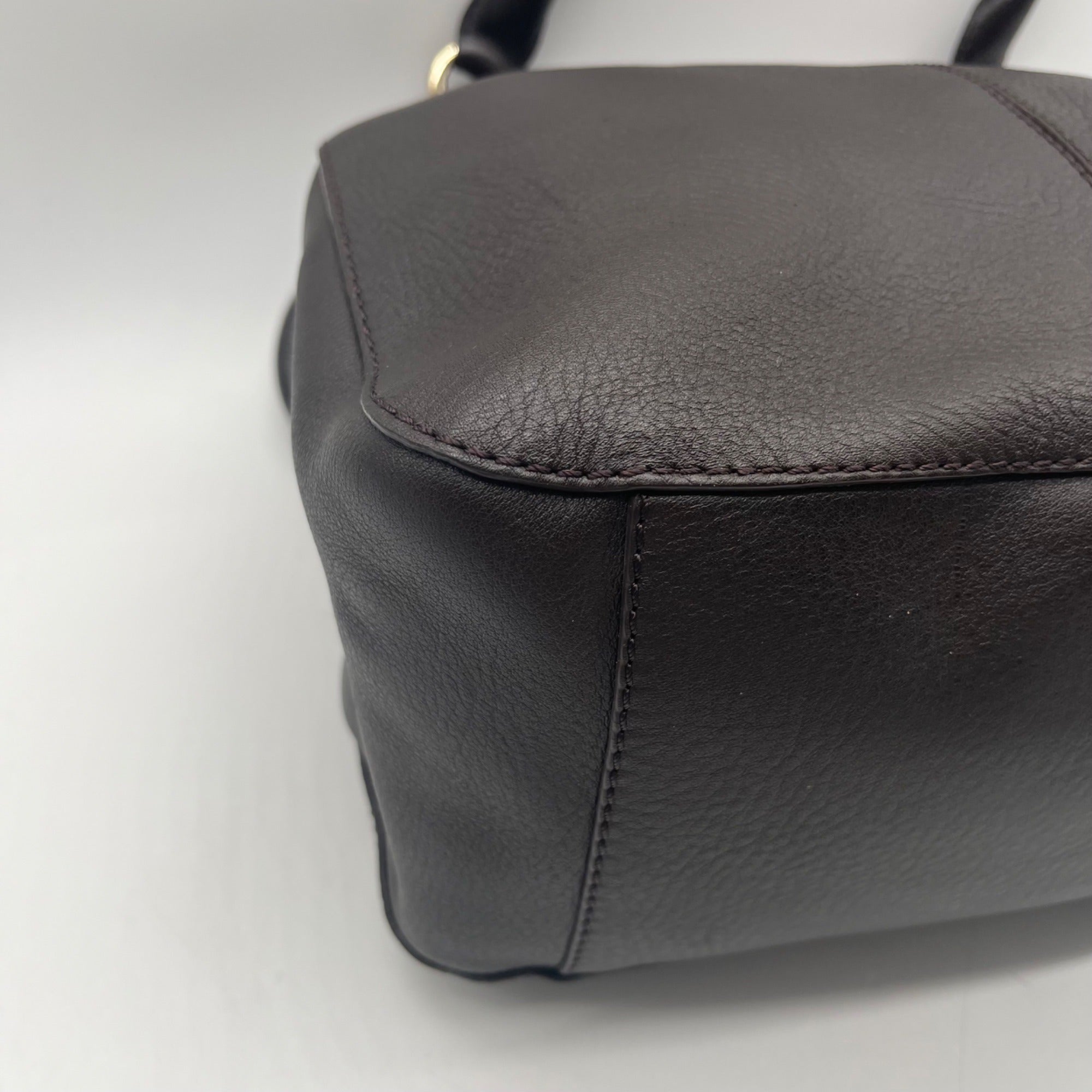 Cole Haan Chocolate Pebbled Leather Shoulder Bag