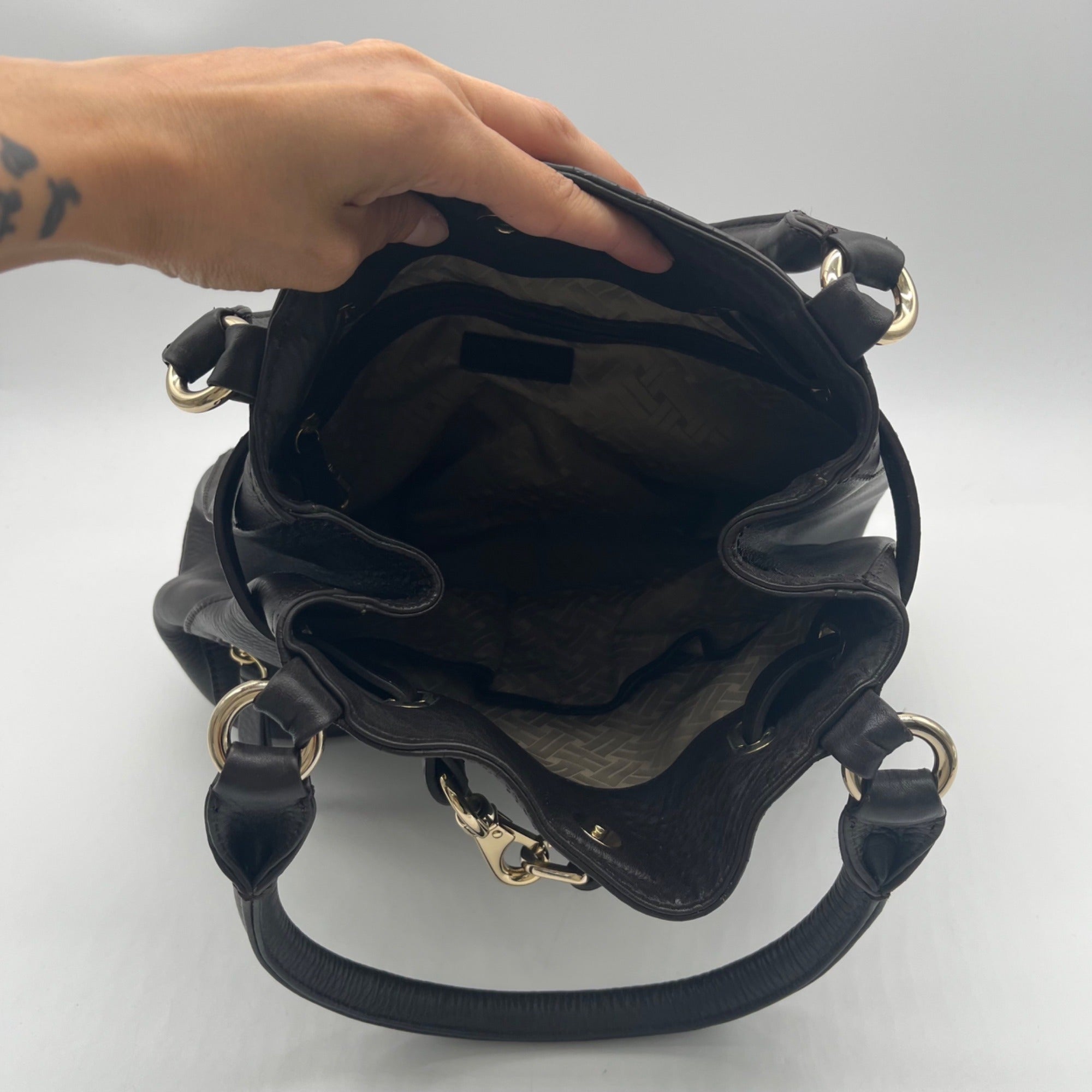 Cole Haan Chocolate Pebbled Leather Shoulder Bag
