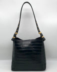 Furla Onyx Croc Embossed Leather Hobo Shoulder Bag