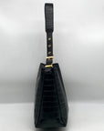 Furla Onyx Croc Embossed Leather Hobo Shoulder Bag