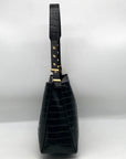 Furla Onyx Croc Embossed Leather Hobo Shoulder Bag