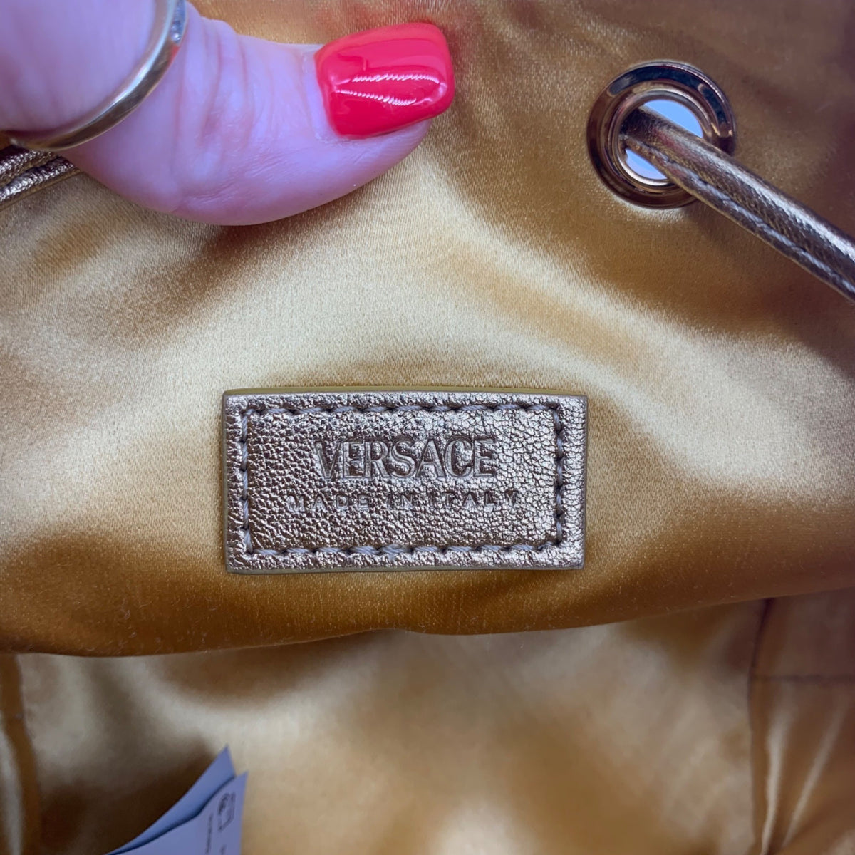 Versace La Medusa Gold Embellished Bucket Bag