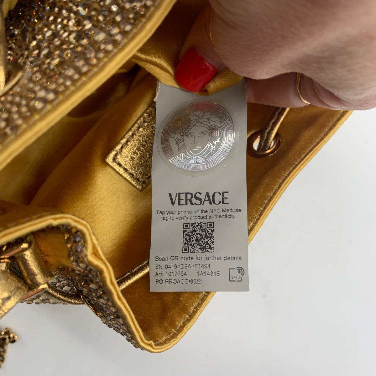 Versace La Medusa Gold Embellished Bucket Bag