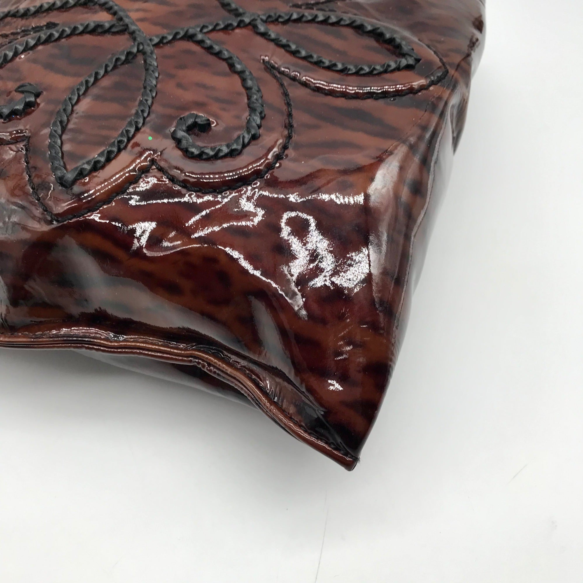 Brighton Brown Patent Leather Medallion Shoulder Bag