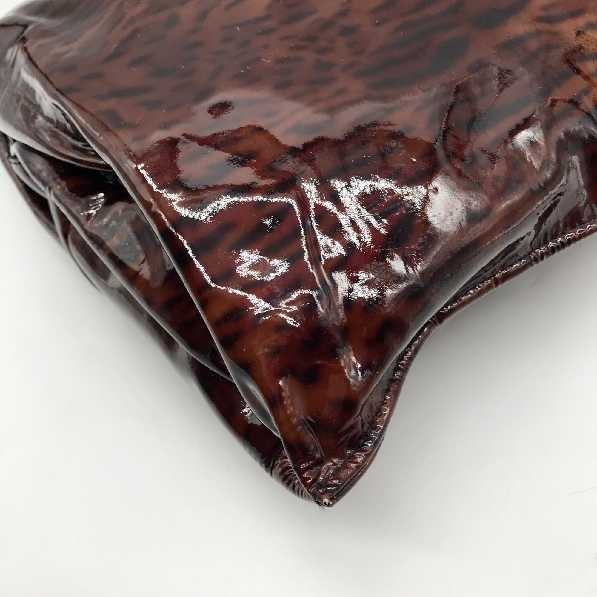 Brighton Brown Patent Leather Medallion Shoulder Bag