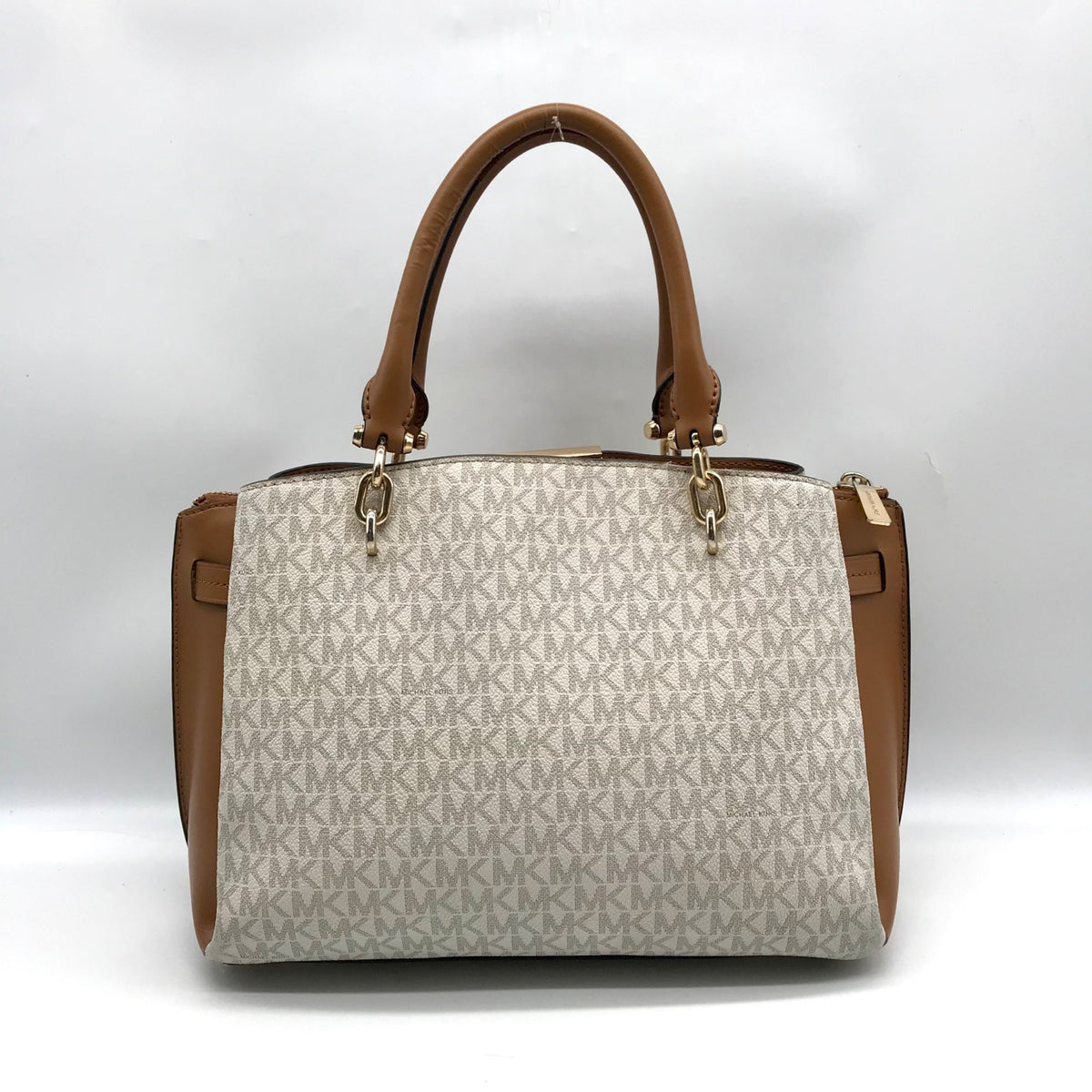 Michael Kors Acorn &amp; Vanilla Coated Canvas Rochelle Satchel Bag
