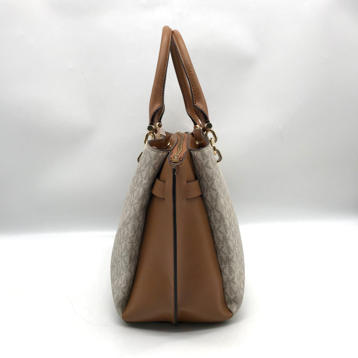Michael Kors Acorn &amp; Vanilla Coated Canvas Rochelle Satchel Bag