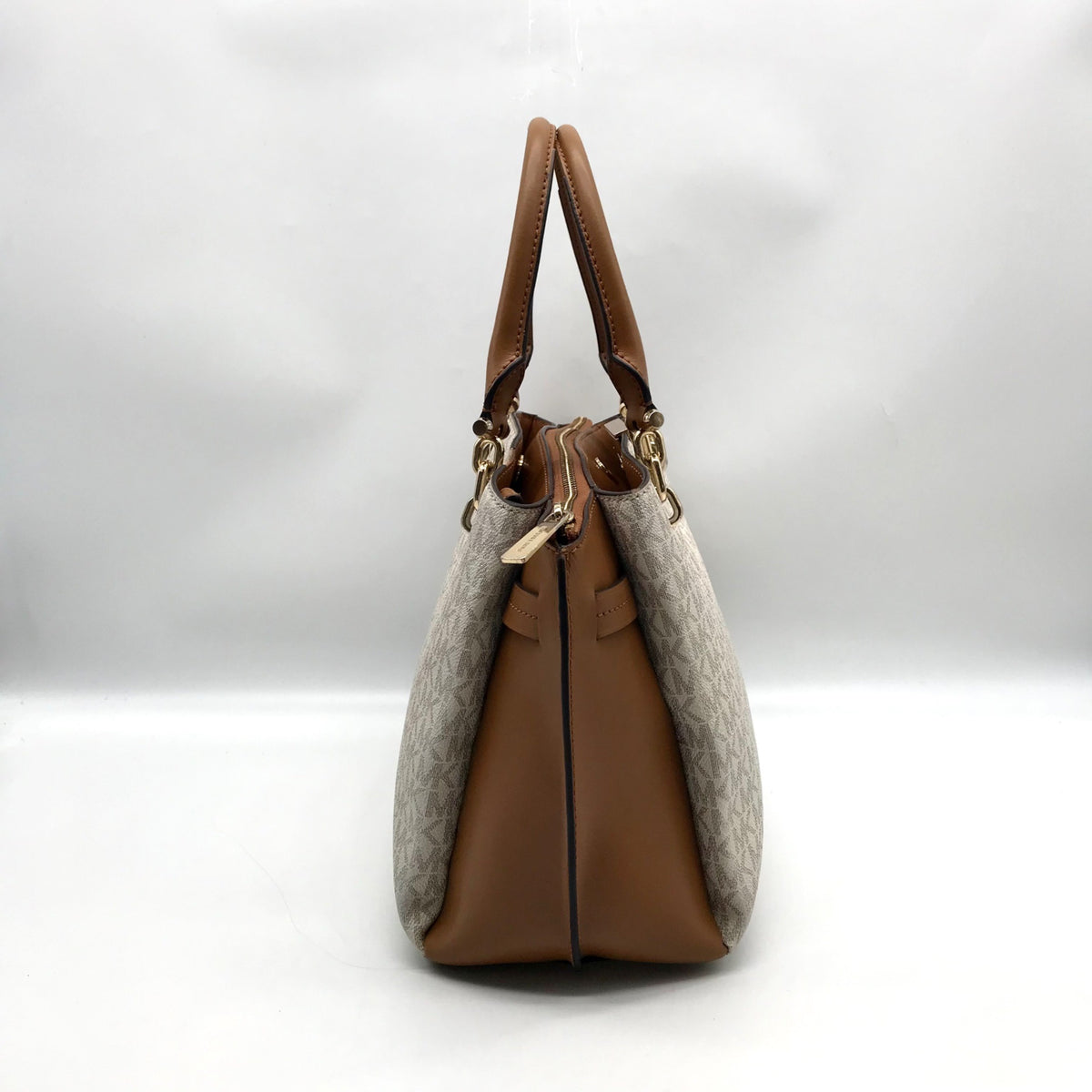Michael Kors Acorn &amp; Vanilla Coated Canvas Rochelle Satchel Bag