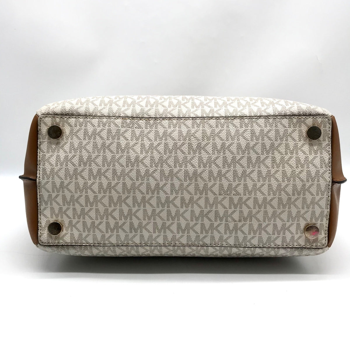 Michael Kors Acorn &amp; Vanilla Coated Canvas Rochelle Satchel Bag