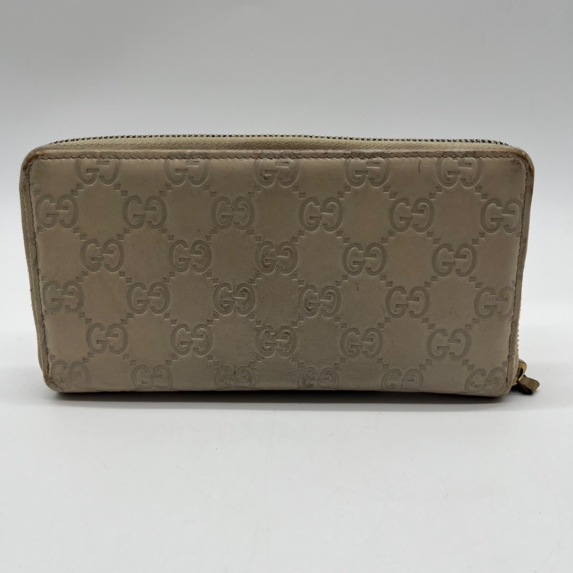 Gucci Beige Guccissima Leather Zip-Around Wallet