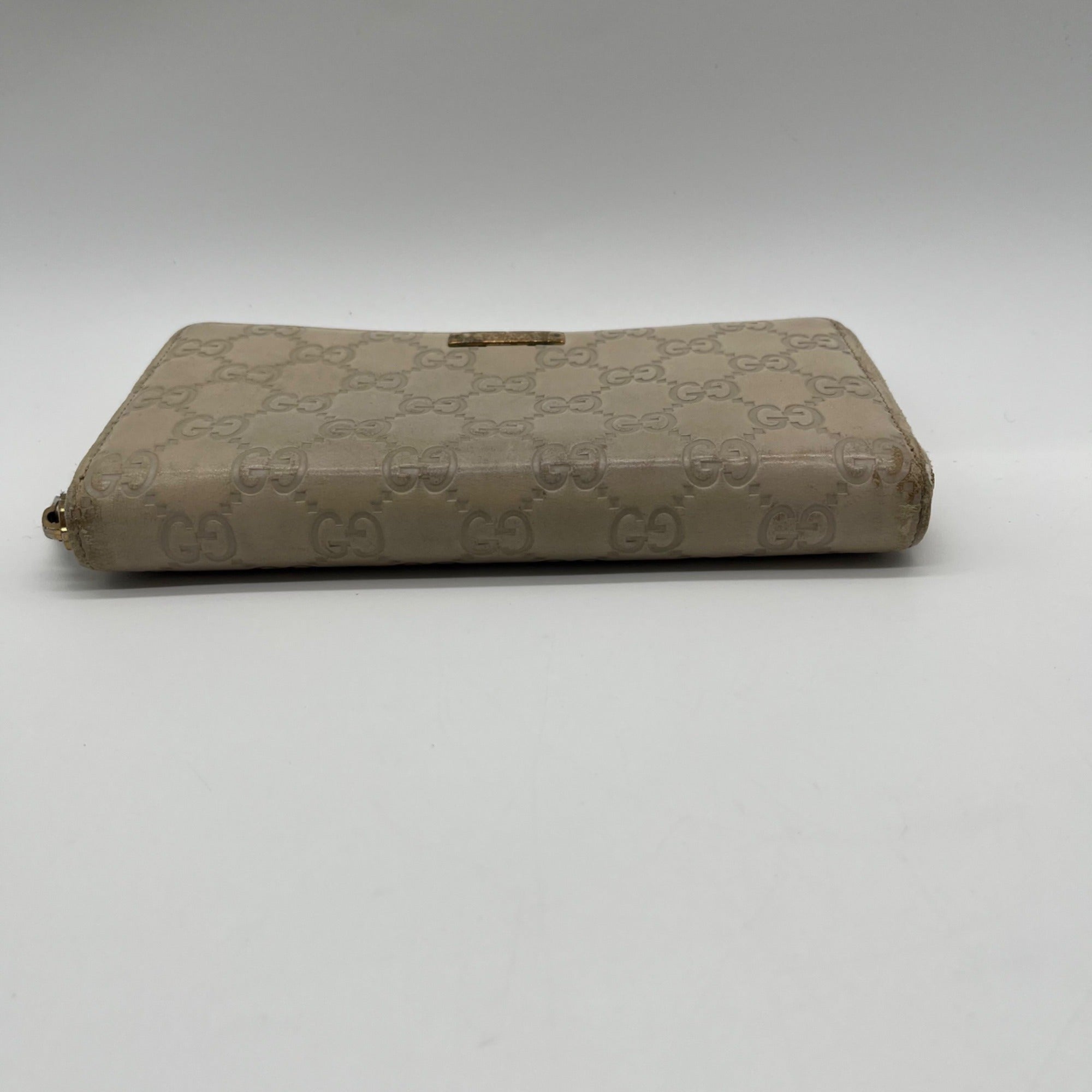 Gucci Beige Guccissima Leather Zip-Around Wallet
