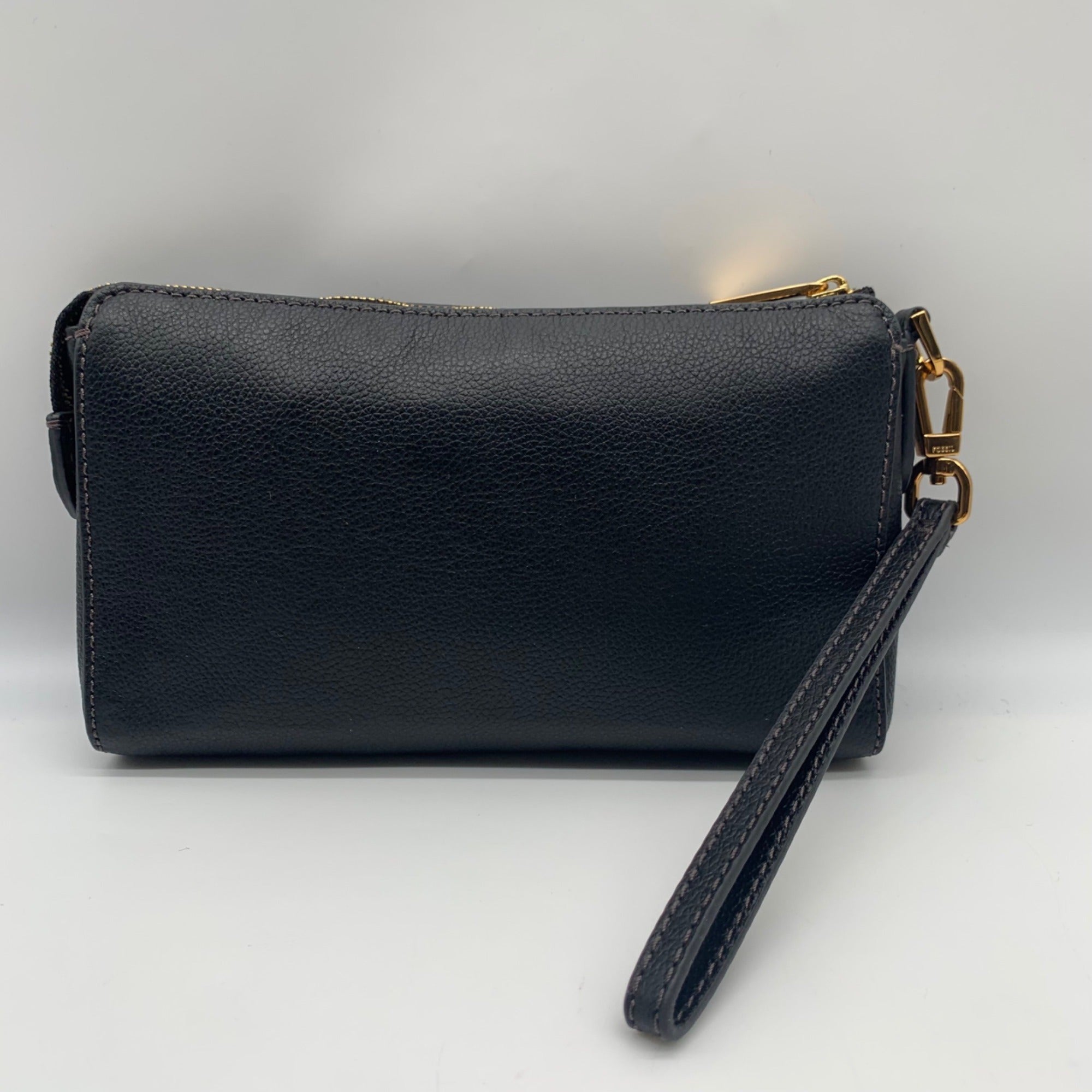 Fossil Black Leather Wristlet