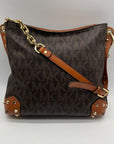 Michael Kors Brown Monogram Print Serena Large Shoulder Bag