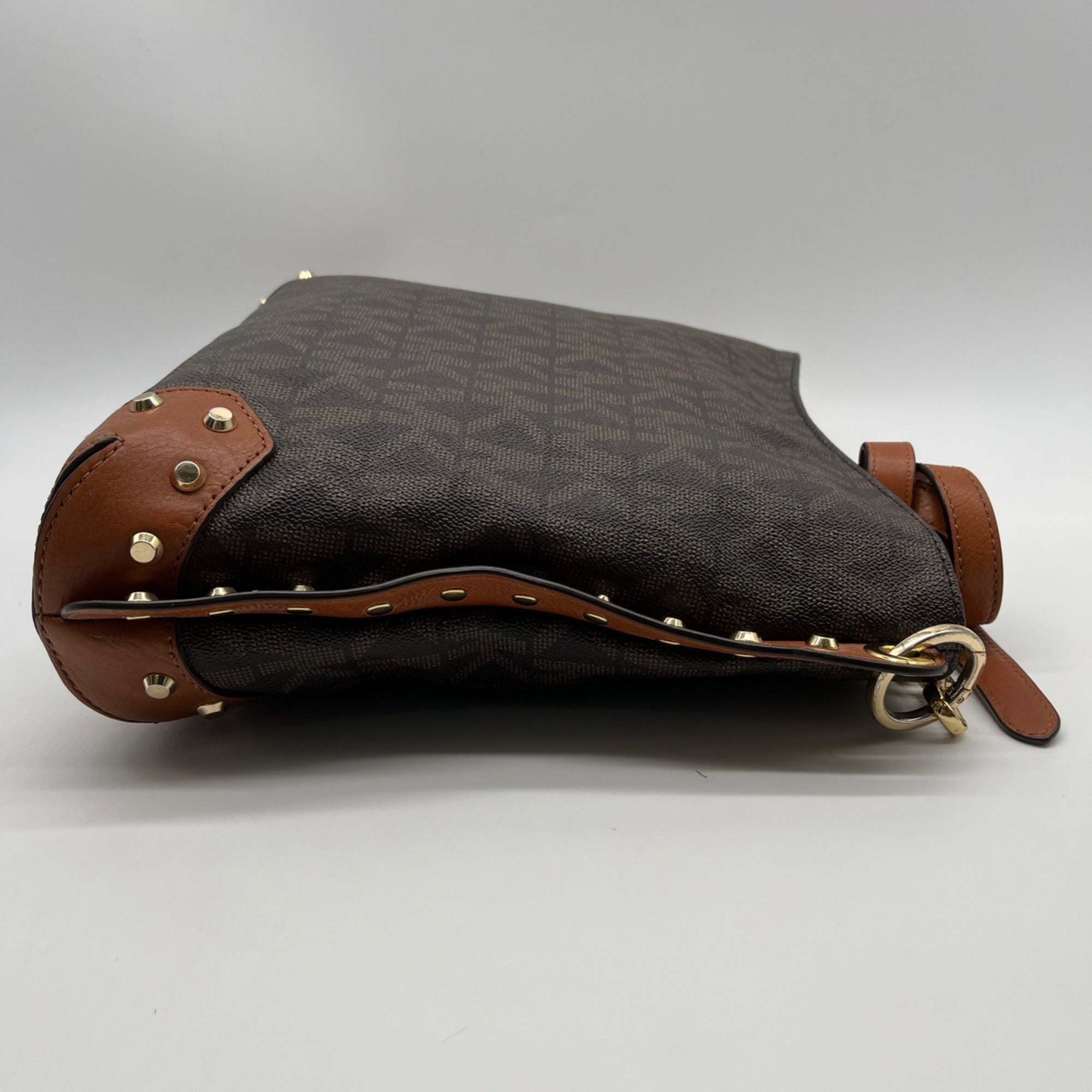 Michael Kors Brown Monogram Print Serena Large Shoulder Bag