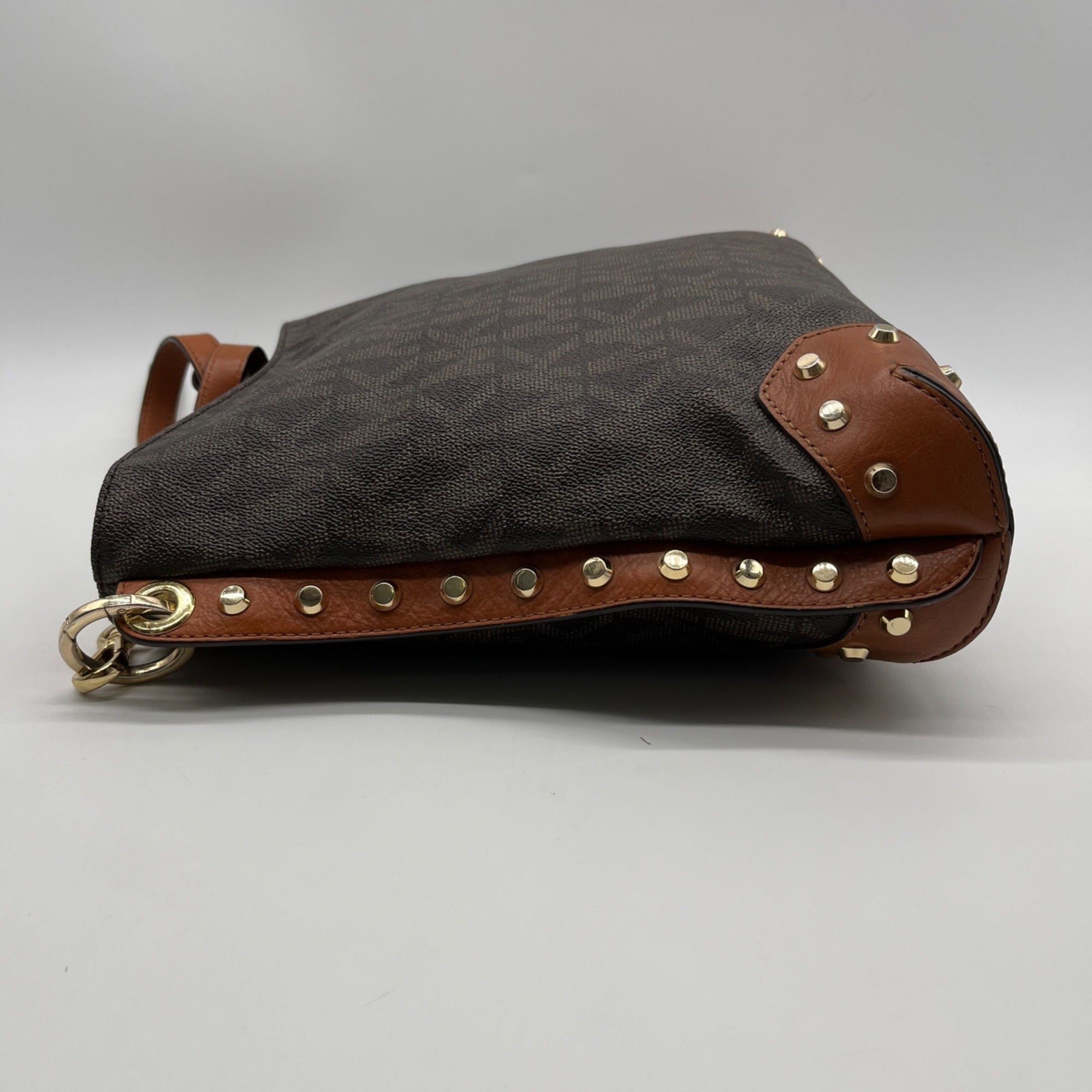 Michael Kors Brown Monogram Print Serena Large Shoulder Bag