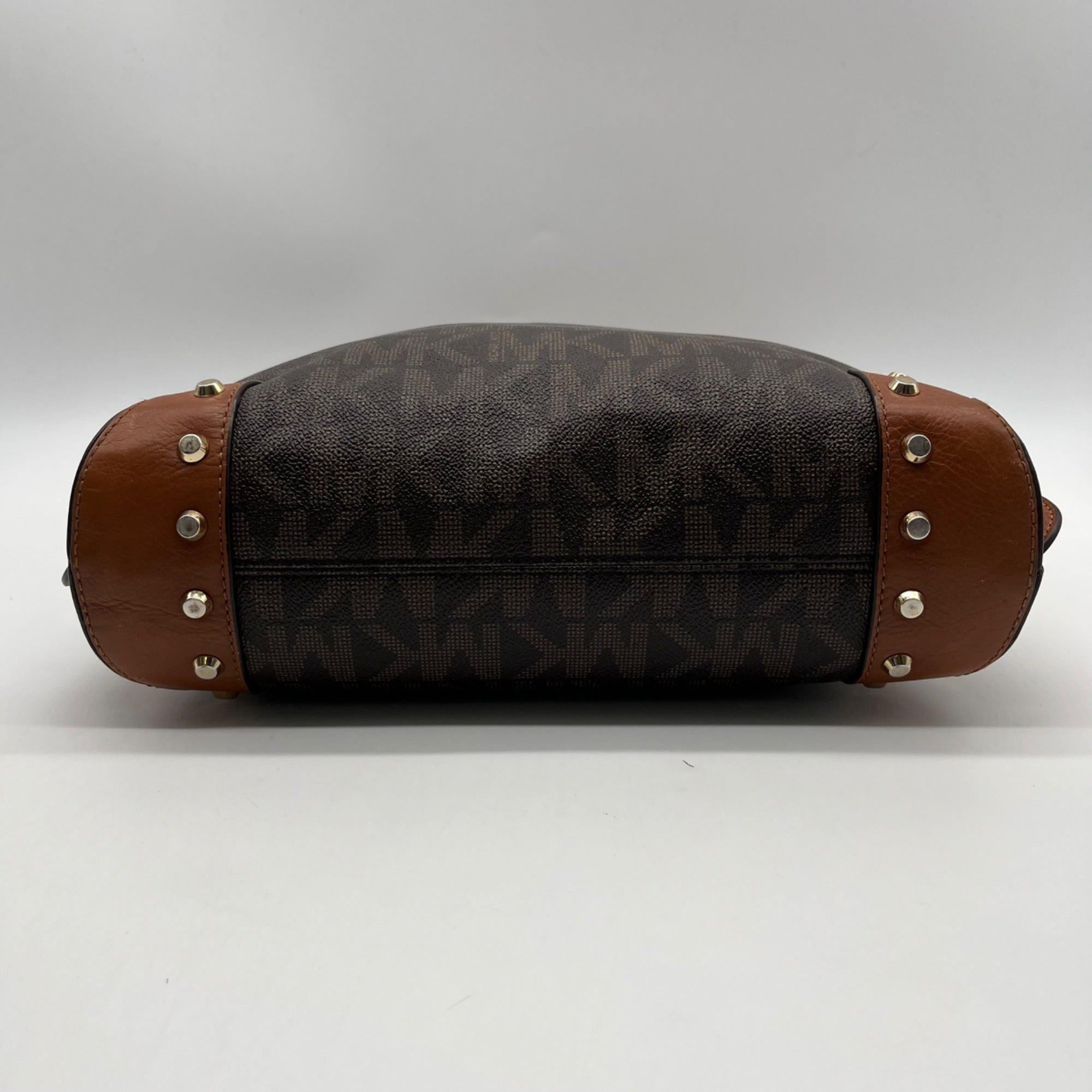 Michael Kors Brown Monogram Print Serena Large Shoulder Bag