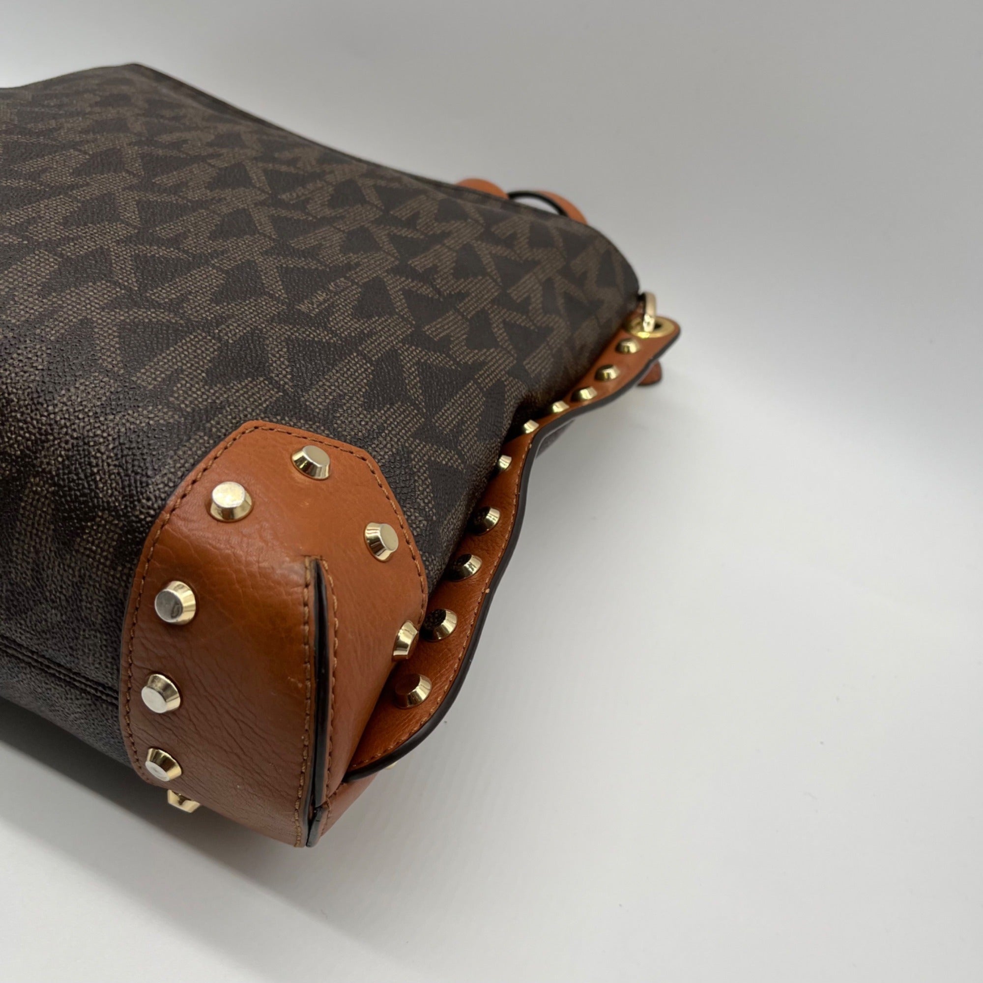Michael Kors Brown Monogram Print Serena Large Shoulder Bag
