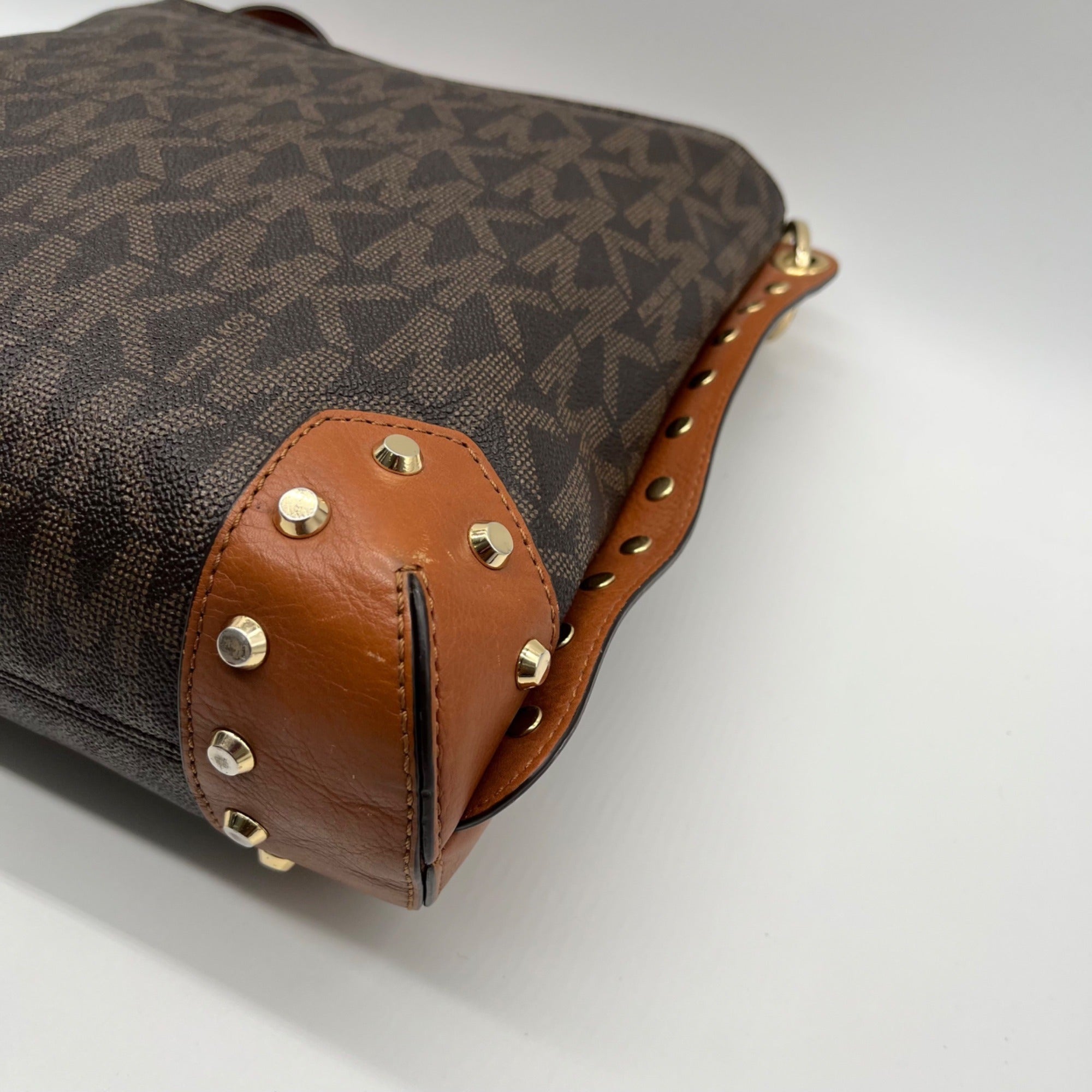 Michael Kors Brown Monogram Print Serena Large Shoulder Bag