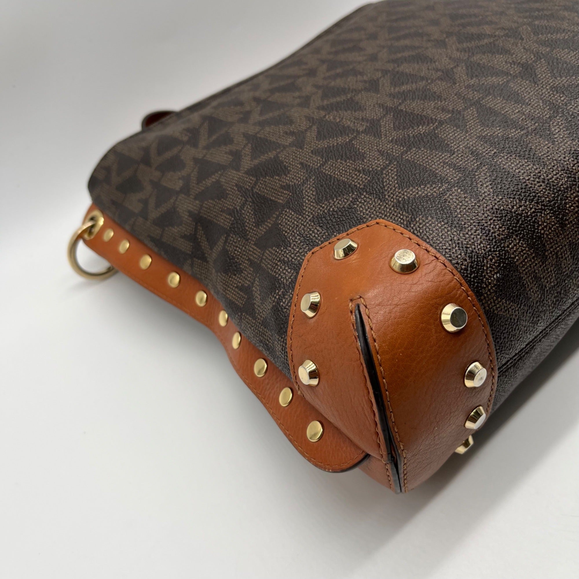 Michael Kors Brown Monogram Print Serena Large Shoulder Bag
