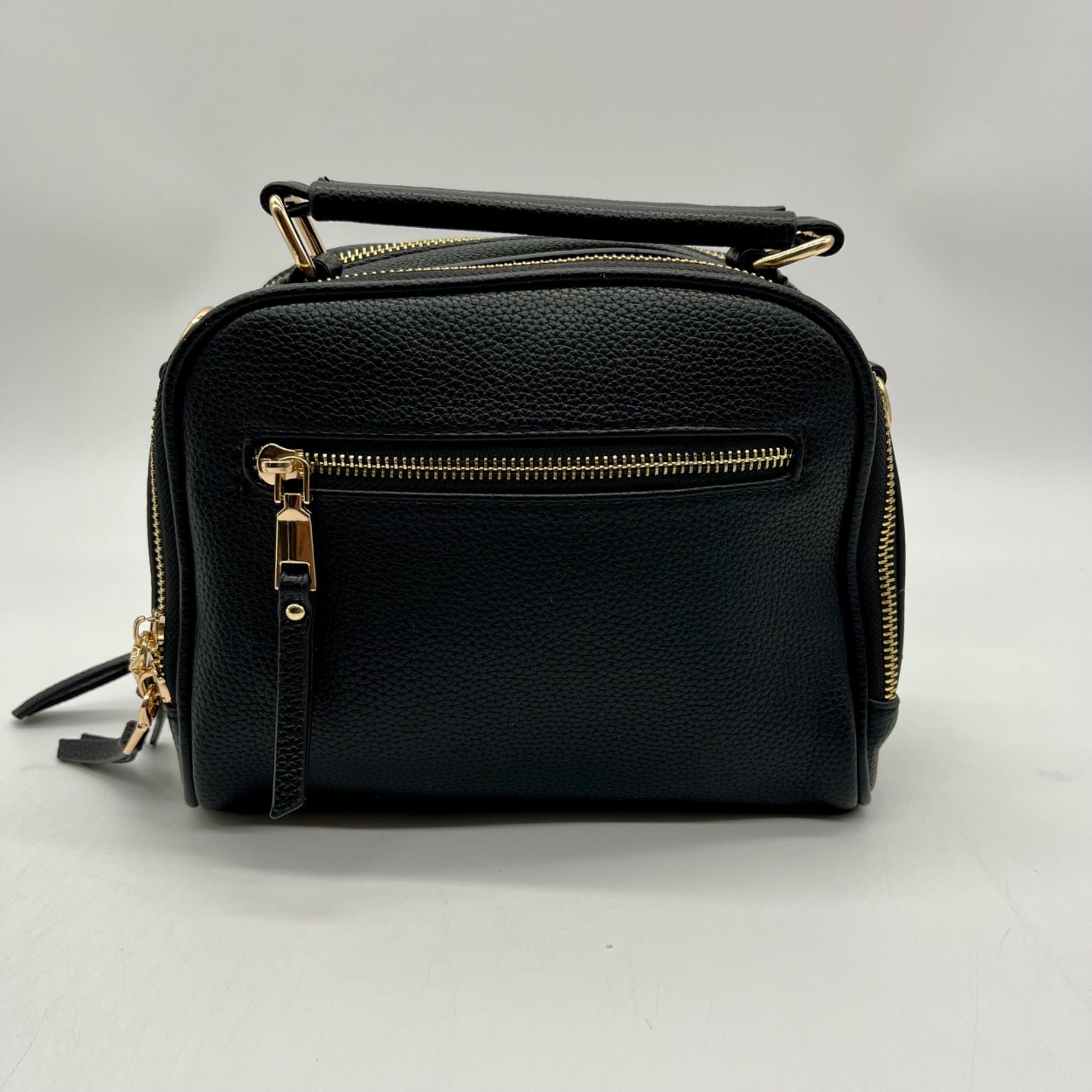Madison West Black Leather Dome Crossbody Bag