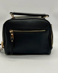 Madison West Black Leather Dome Crossbody Bag