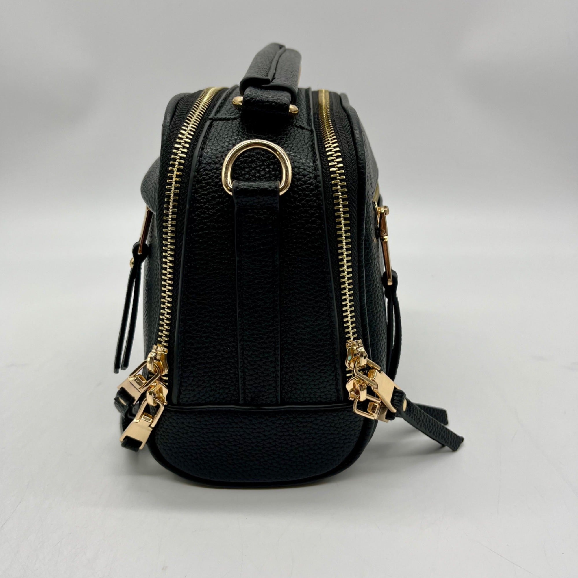 Madison West Black Leather Dome Crossbody Bag