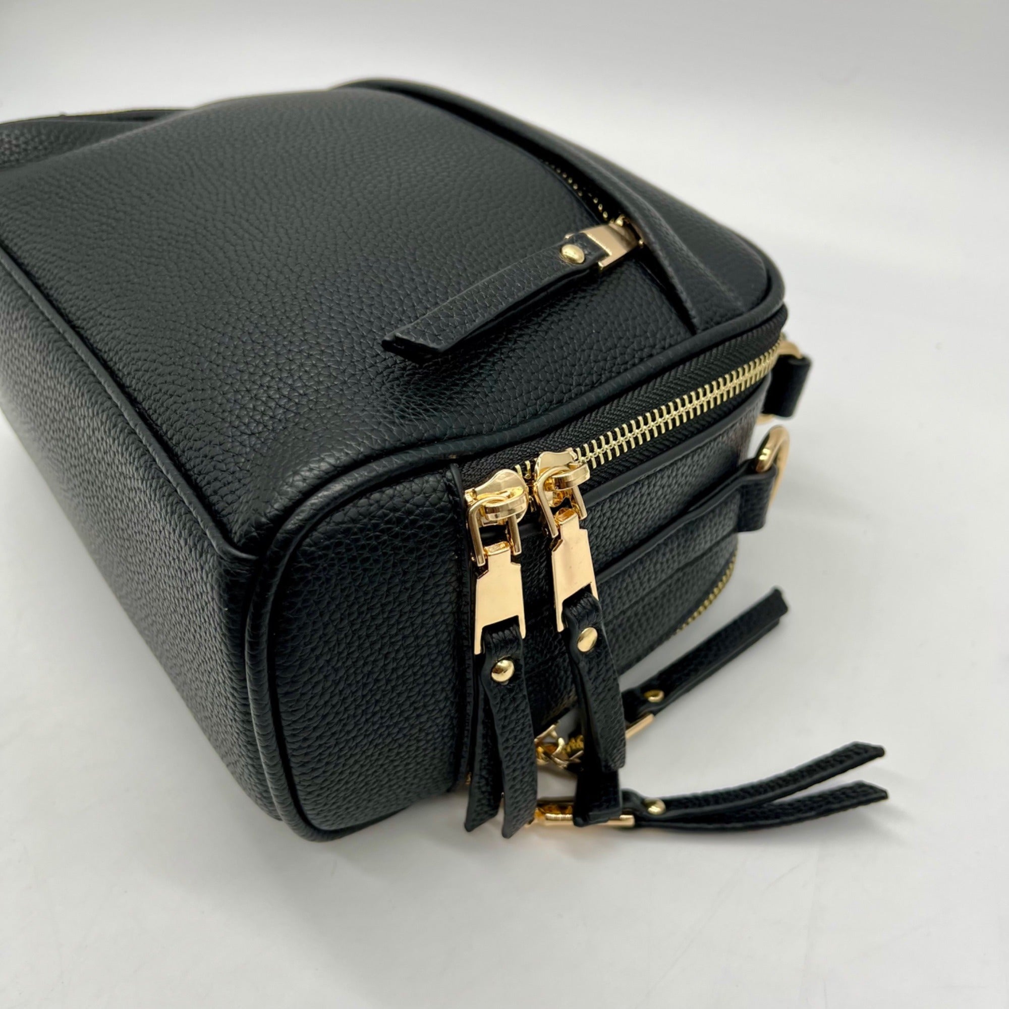 Madison West Black Leather Dome Crossbody Bag