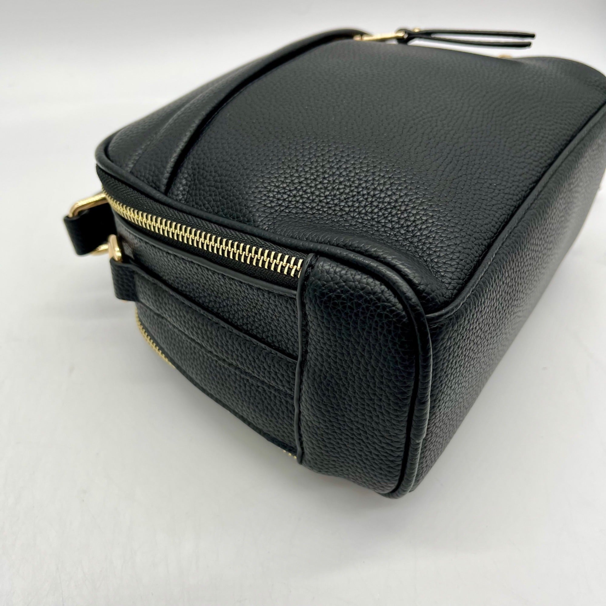 Madison West Black Leather Dome Crossbody Bag