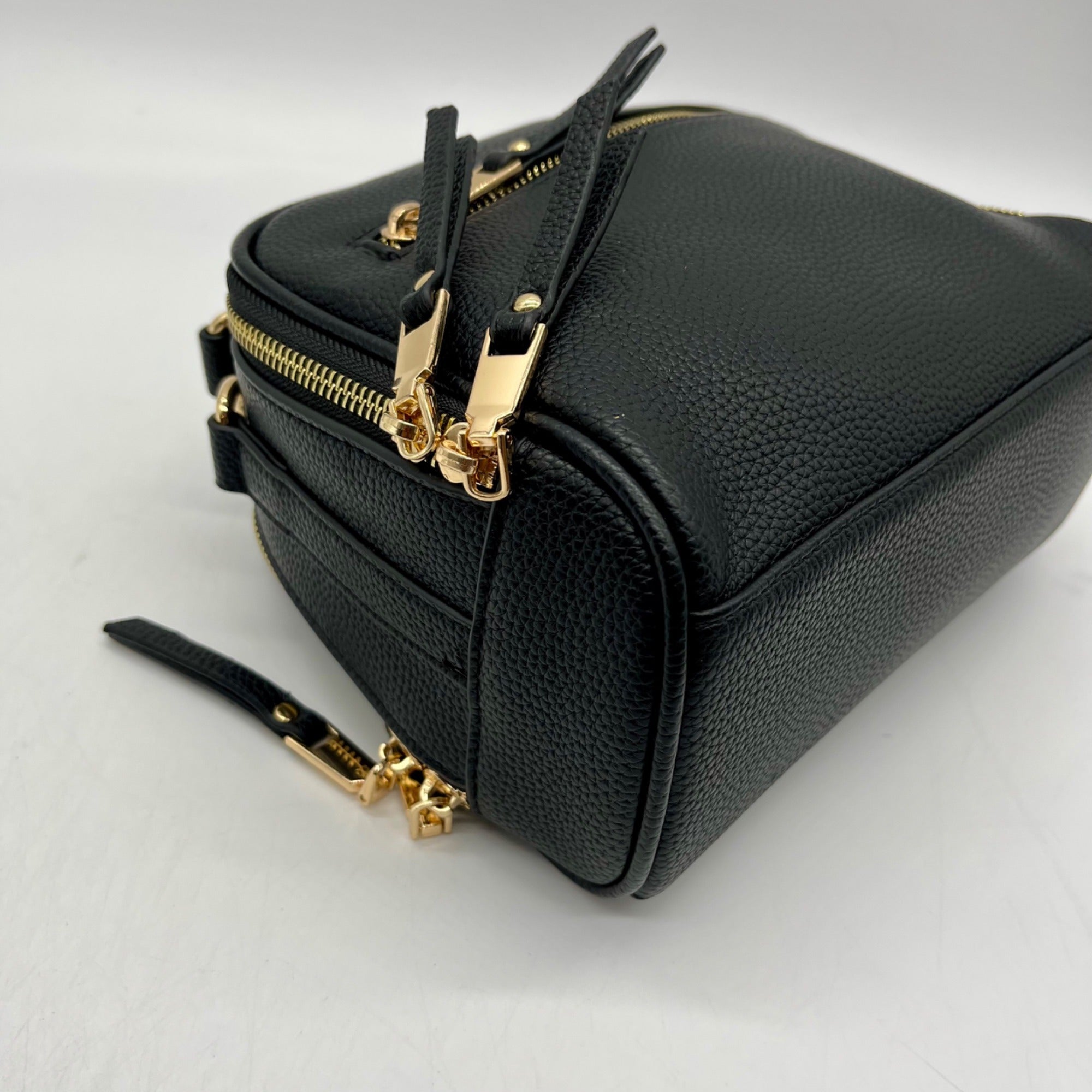 Madison West Black Leather Dome Crossbody Bag