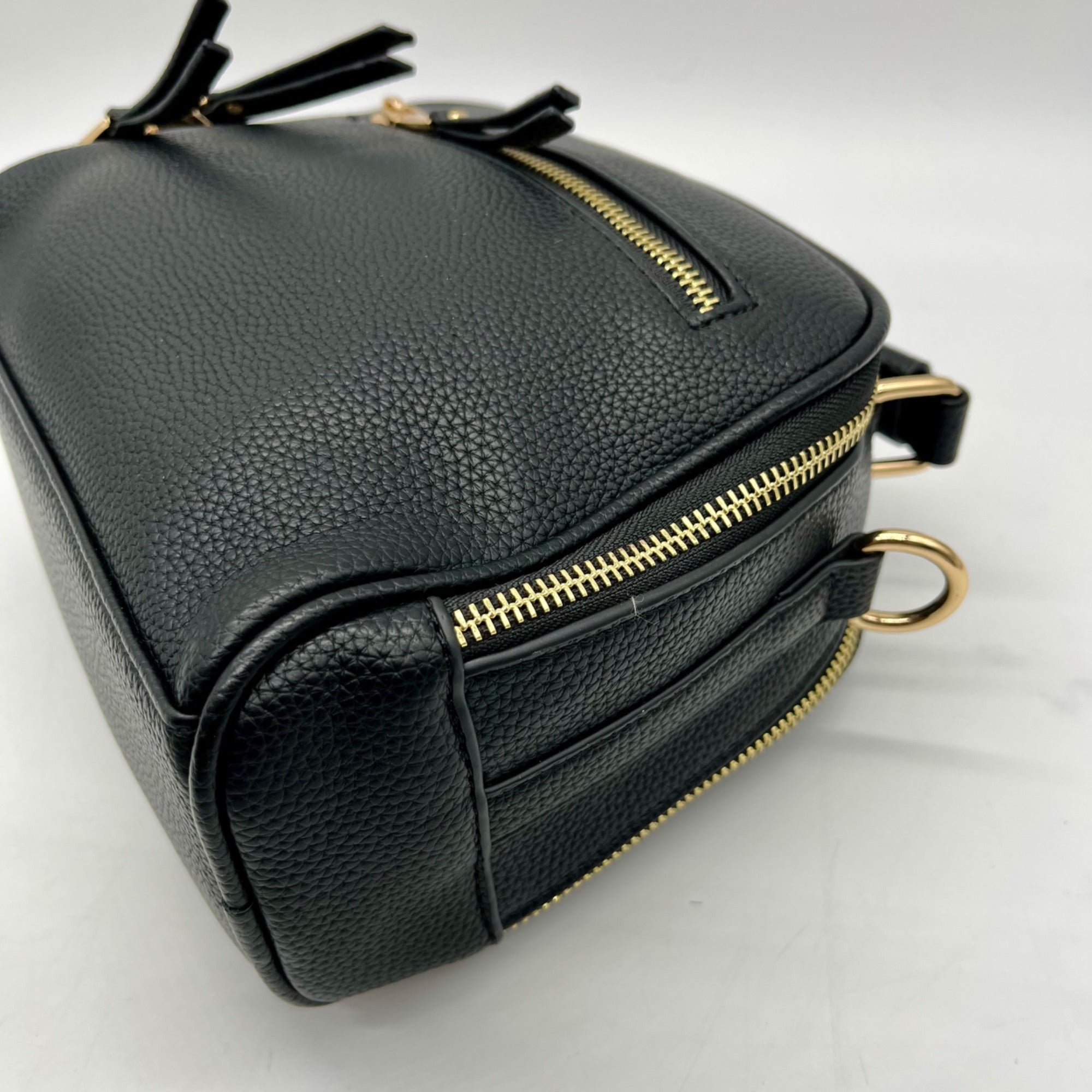 Madison West Black Leather Dome Crossbody Bag