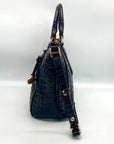 Brahmin Mini Asher Melbourne Brown Croc Embossed Leather Satchel