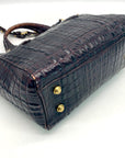 Brahmin Mini Asher Melbourne Brown Croc Embossed Leather Satchel