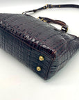 Brahmin Mini Asher Melbourne Brown Croc Embossed Leather Satchel