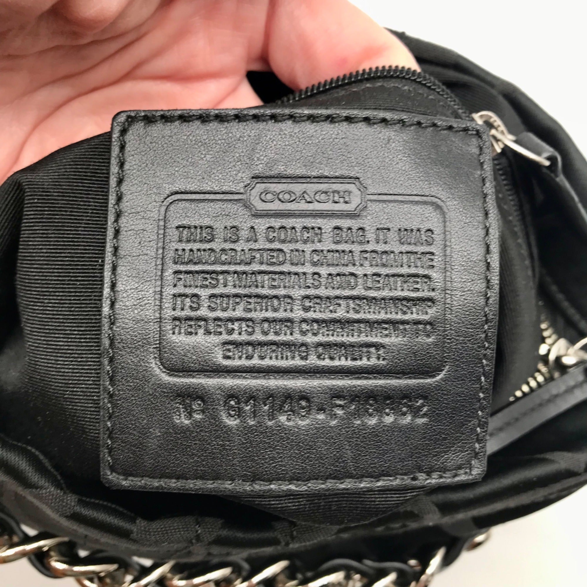 Coach Black Signature C Monogram Canvas Chain Duffel Crossbody Bag F18862