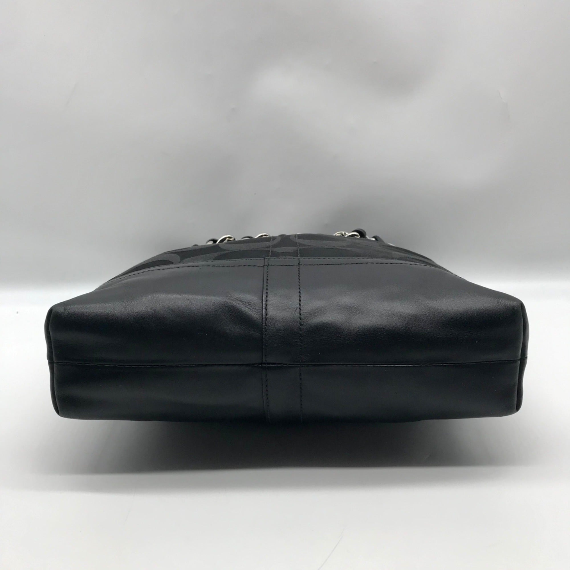 Coach Black Signature C Monogram Canvas Chain Duffel Crossbody Bag F18862