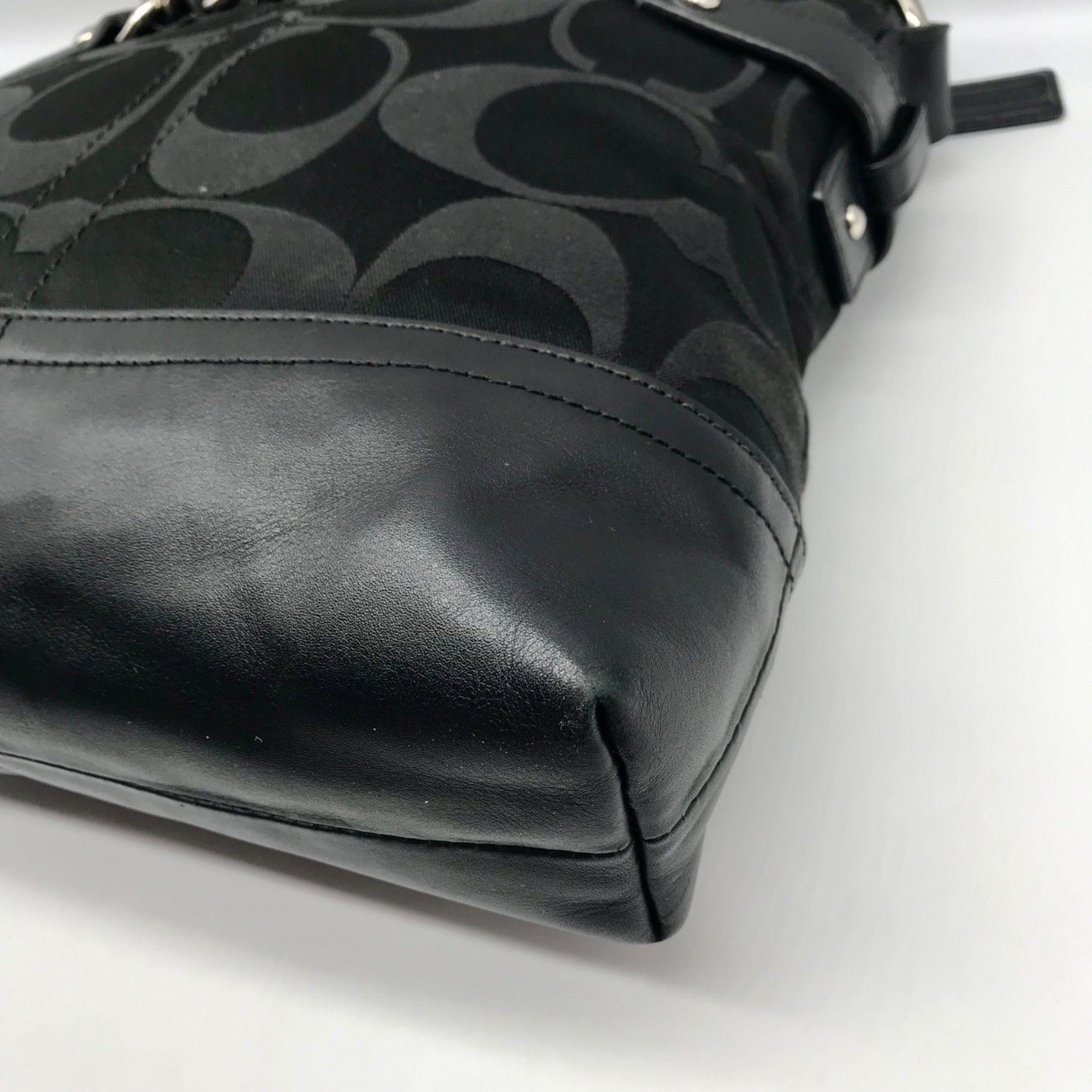 Coach Black Signature C Monogram Canvas Chain Duffel Crossbody Bag F18862