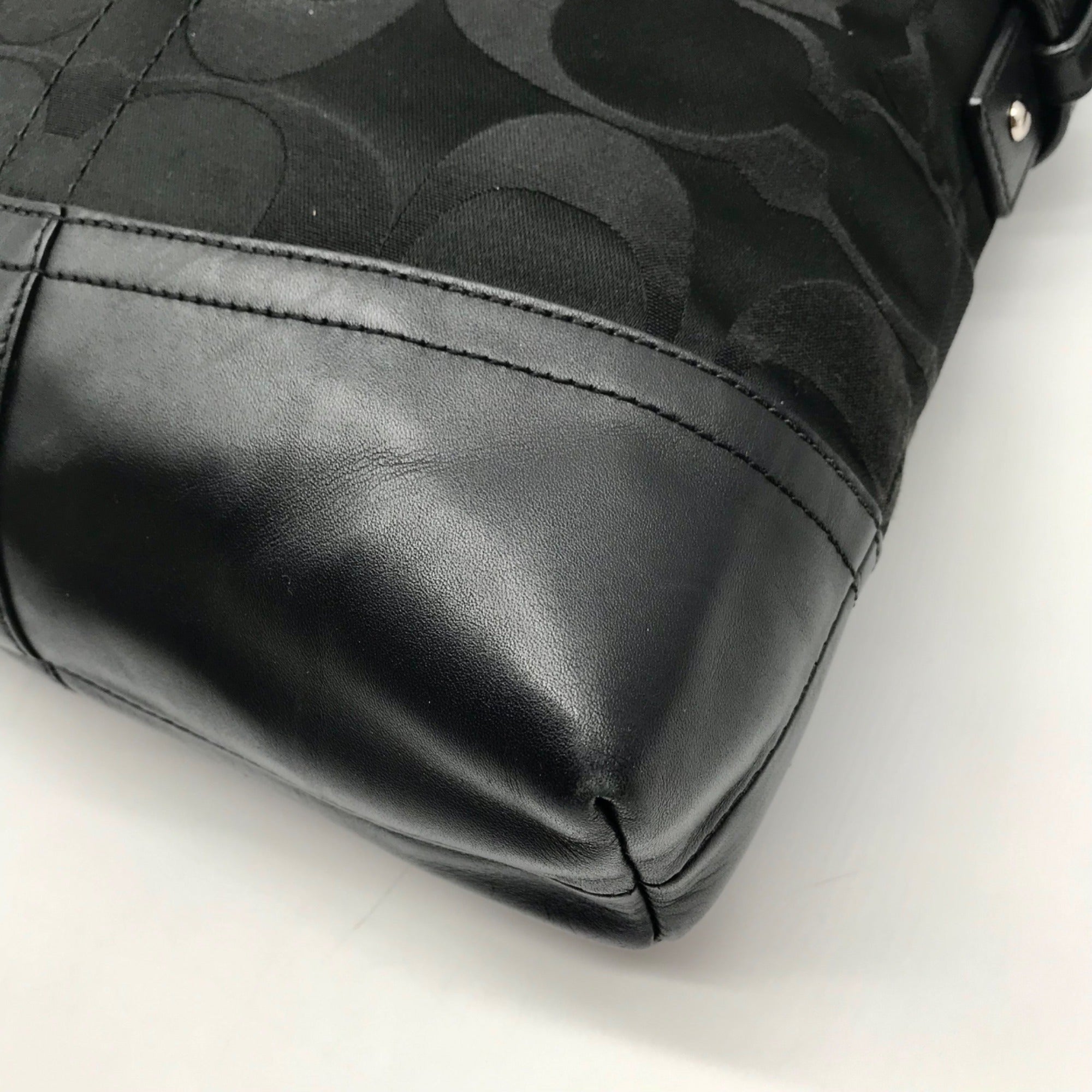 Coach Black Signature C Monogram Canvas Chain Duffel Crossbody Bag F18862