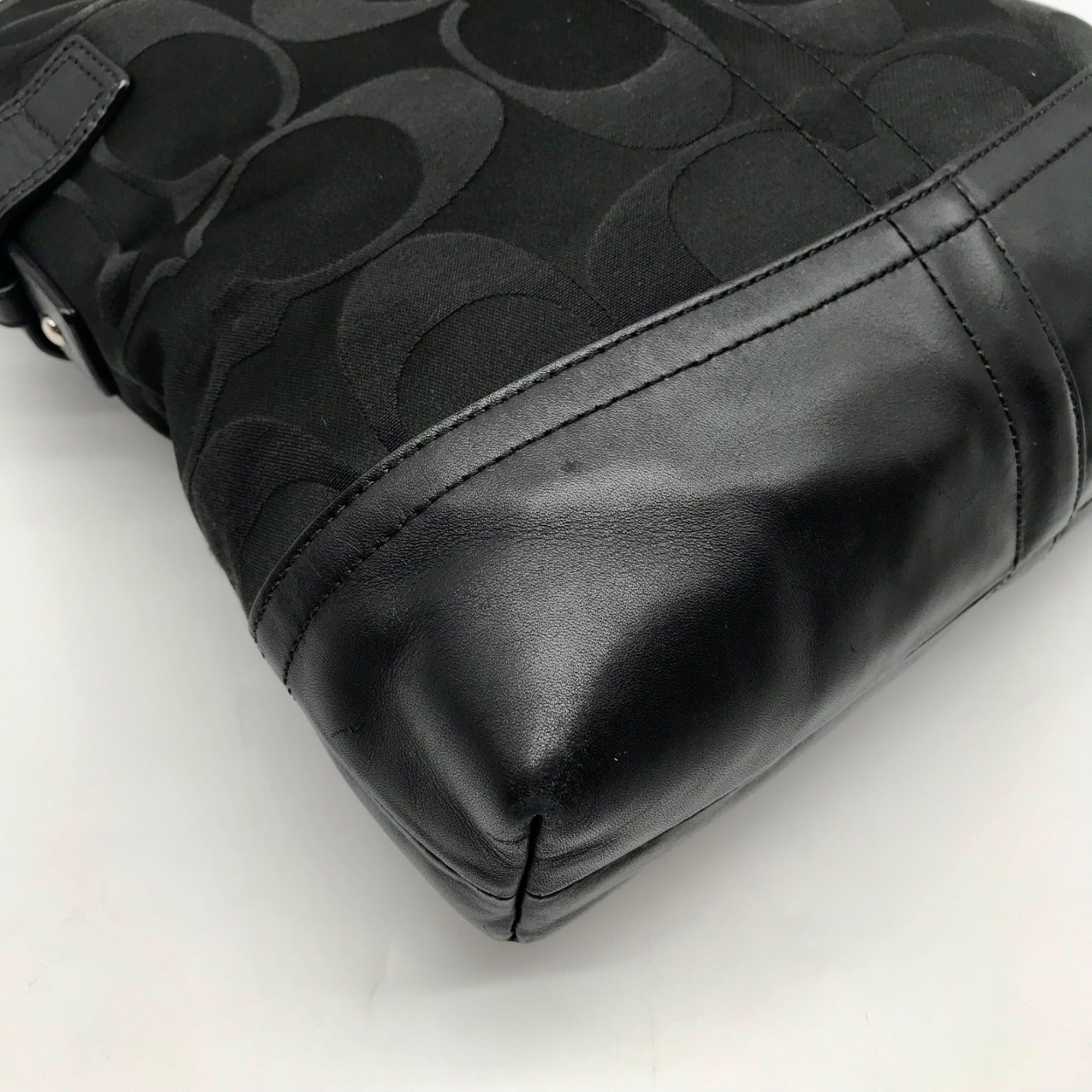 Coach Black Signature C Monogram Canvas Chain Duffel Crossbody Bag F18862