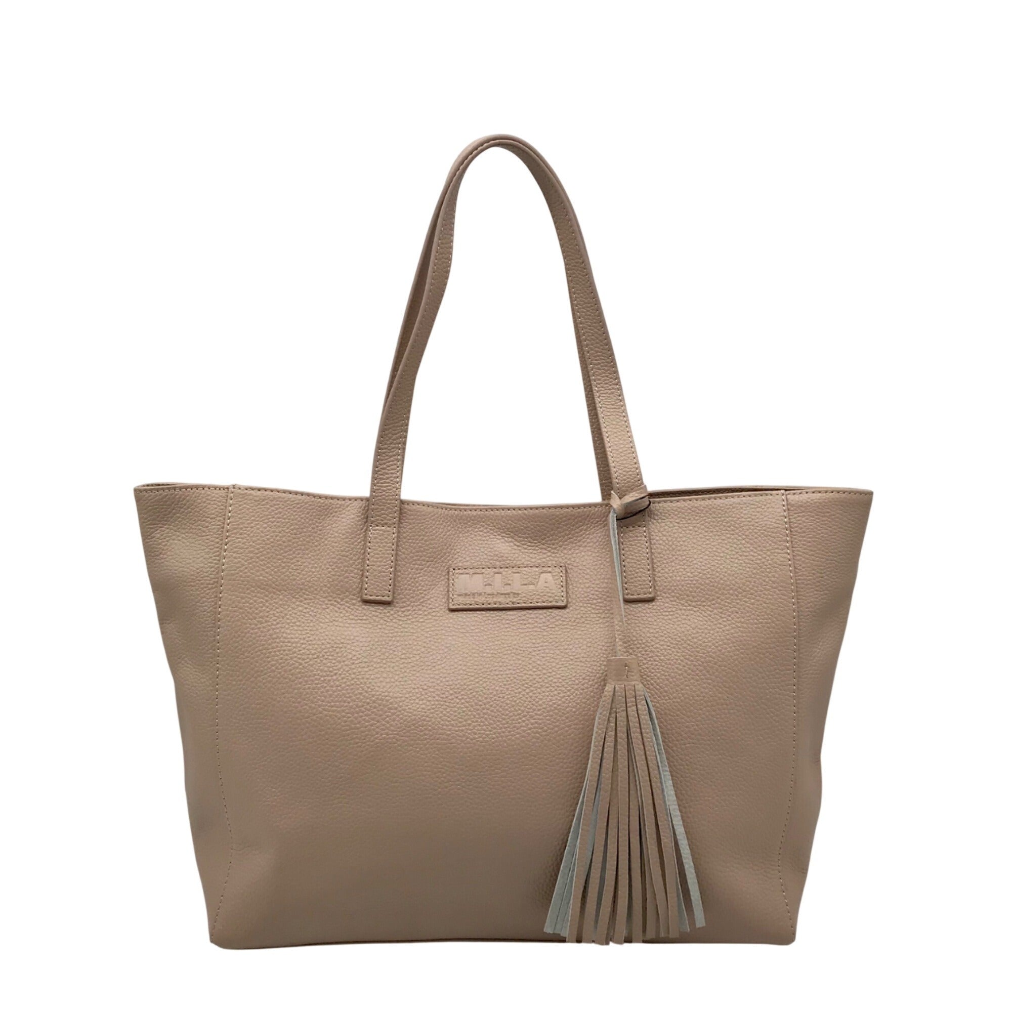 M.I.L.A Beige Large Tassel Tote Bag