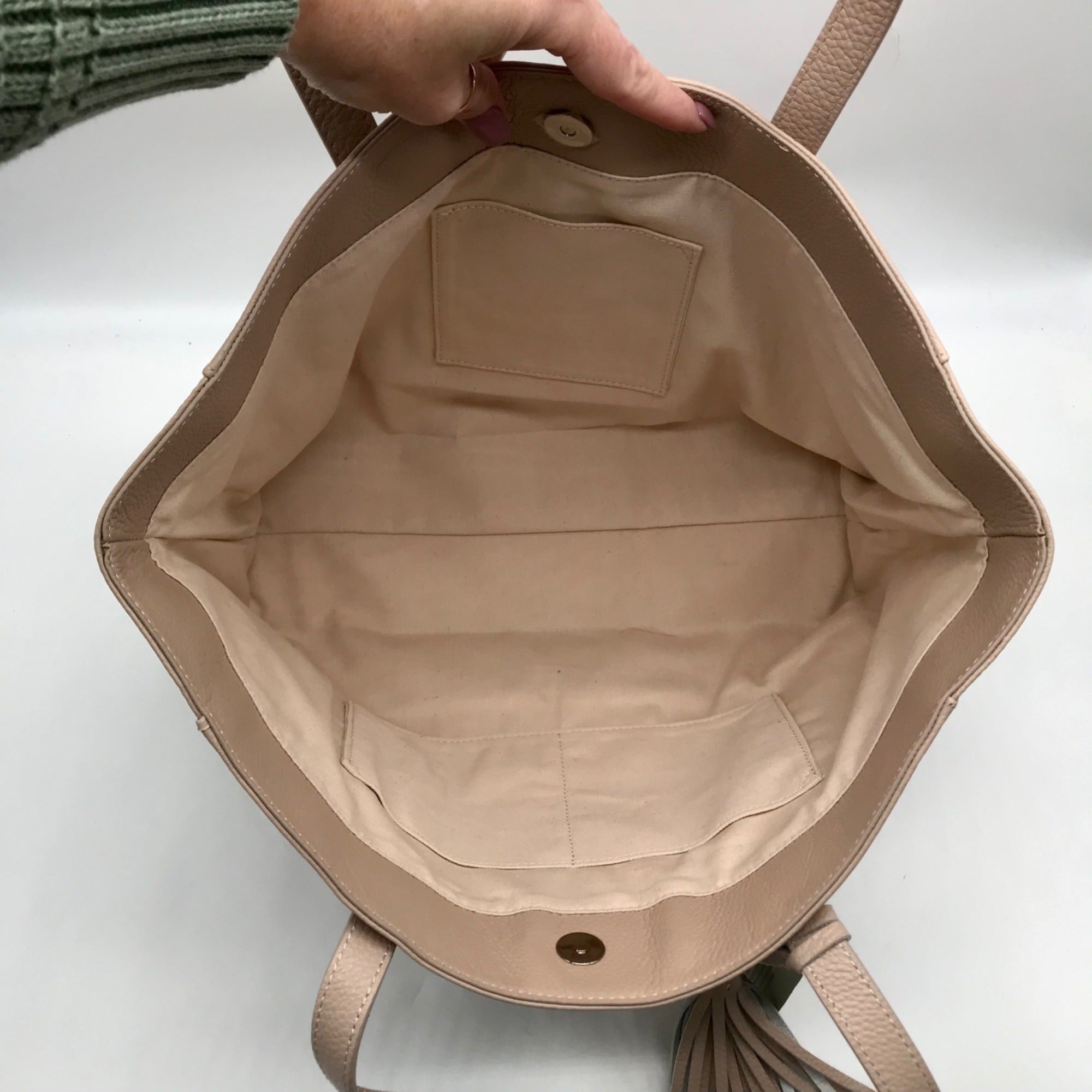 M.I.L.A Beige Large Tassel Tote Bag