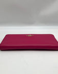 Coach Pink Leather Accordion Zip Wallet