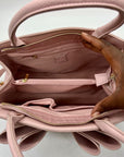 Like Dreams Women Pink Vegan Leather Park Bowtie Satchel