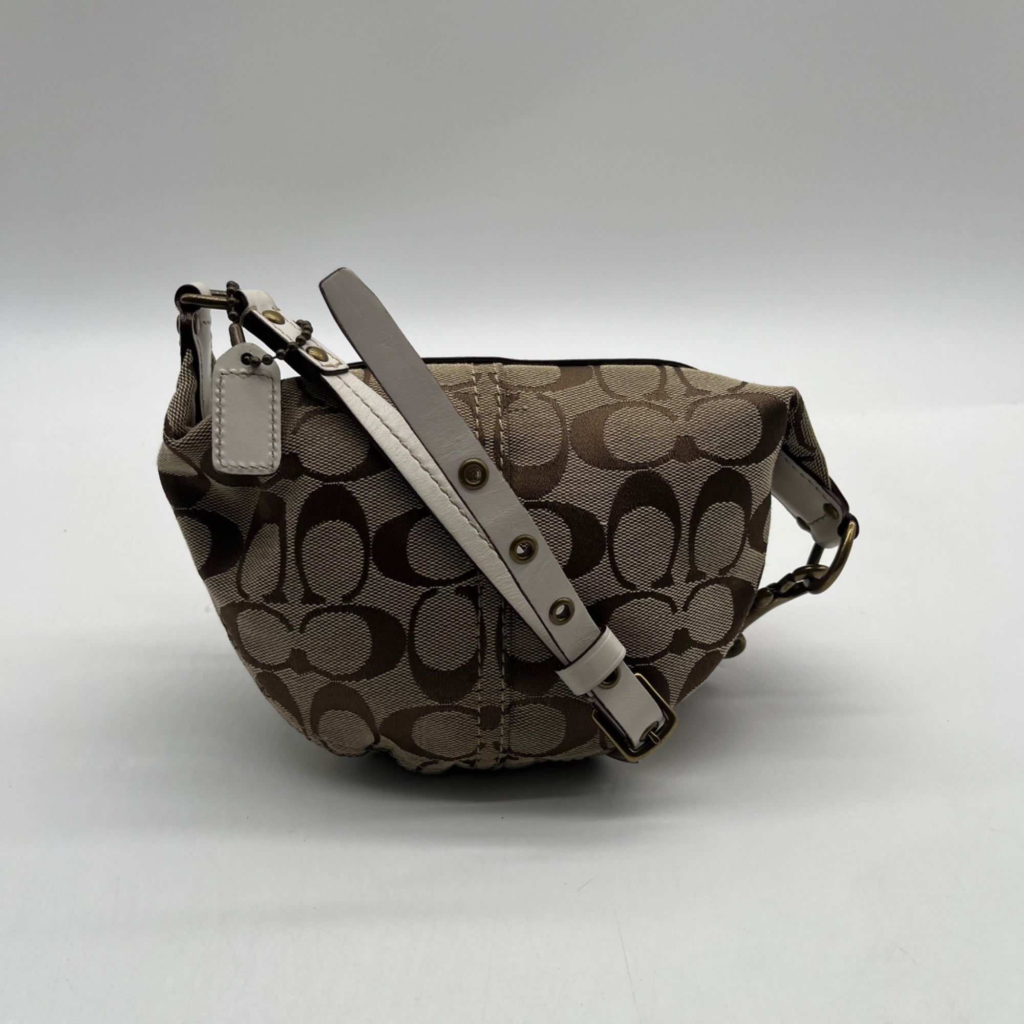 Coach Tan Signature Canvas Hobo Shoulder Bag 10840