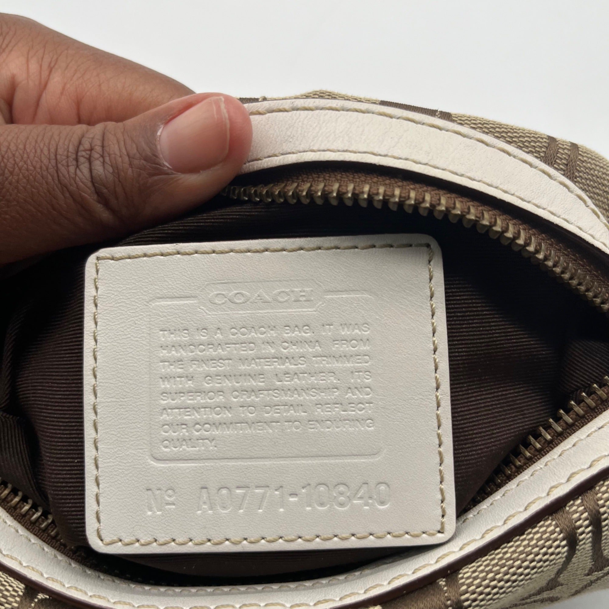 Coach Tan Signature Canvas Hobo Shoulder Bag 10840