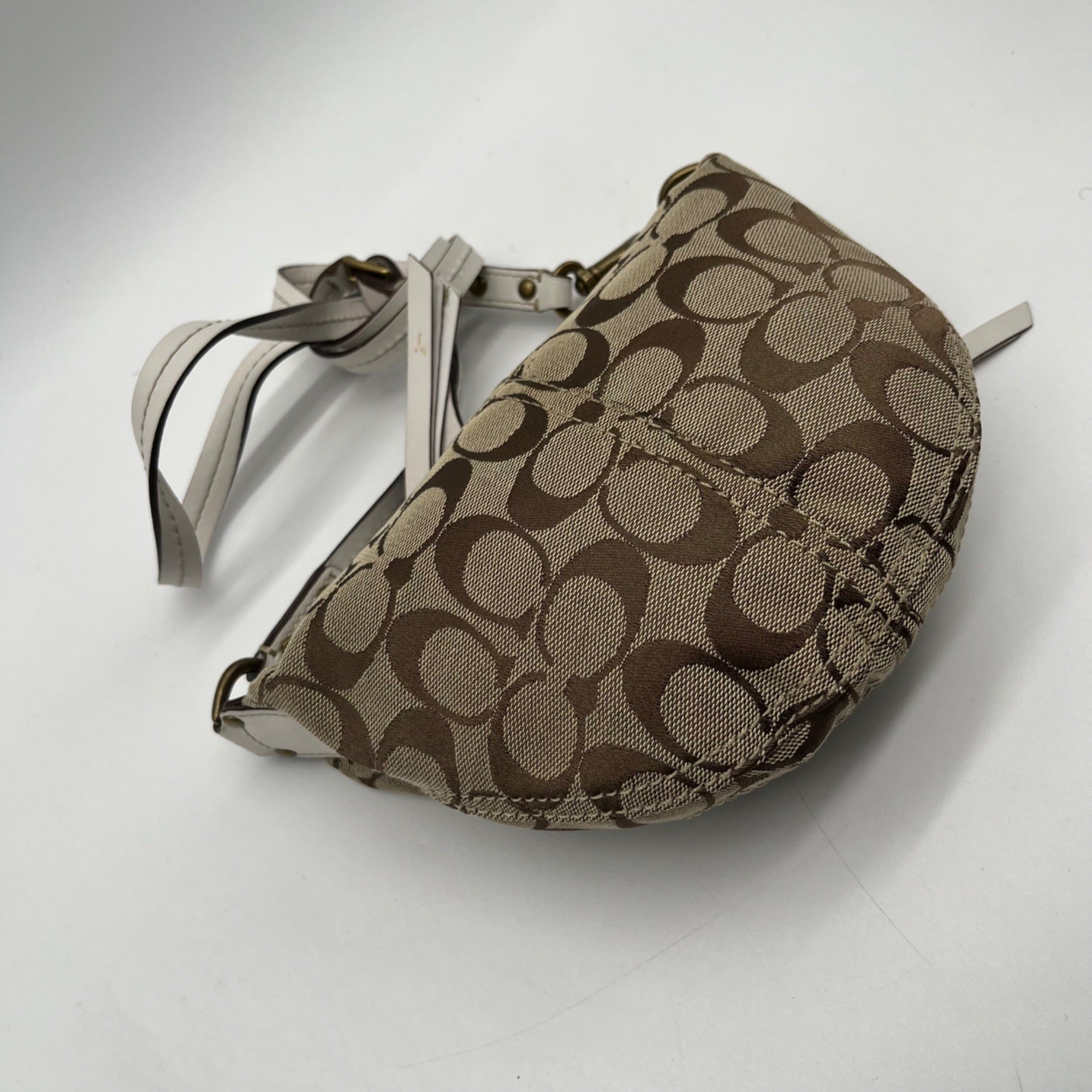 Coach Tan Signature Canvas Hobo Shoulder Bag 10840
