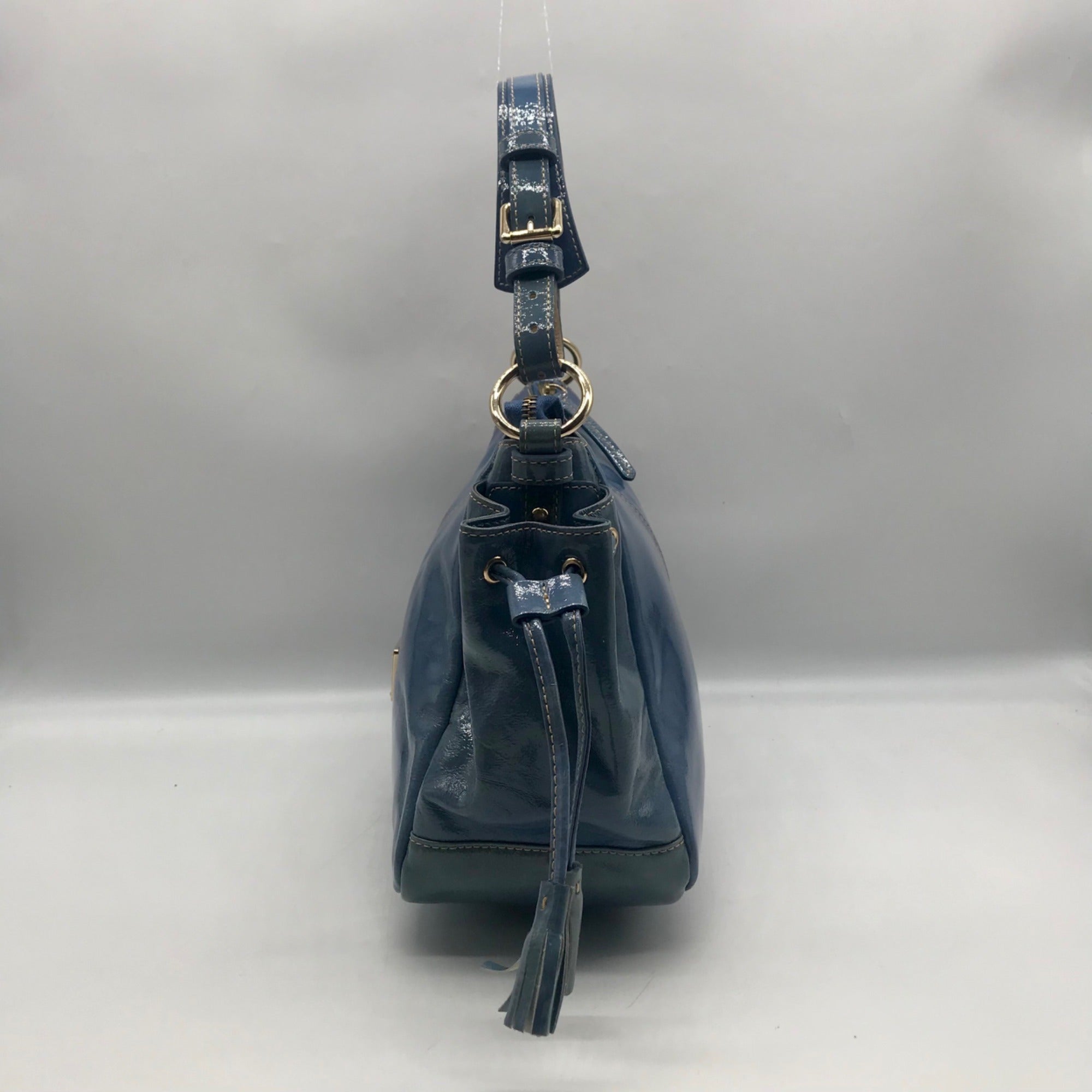 Dooney &amp; Bourke Sky Blue Patent Leather 1975 Collection Shoulder Bag