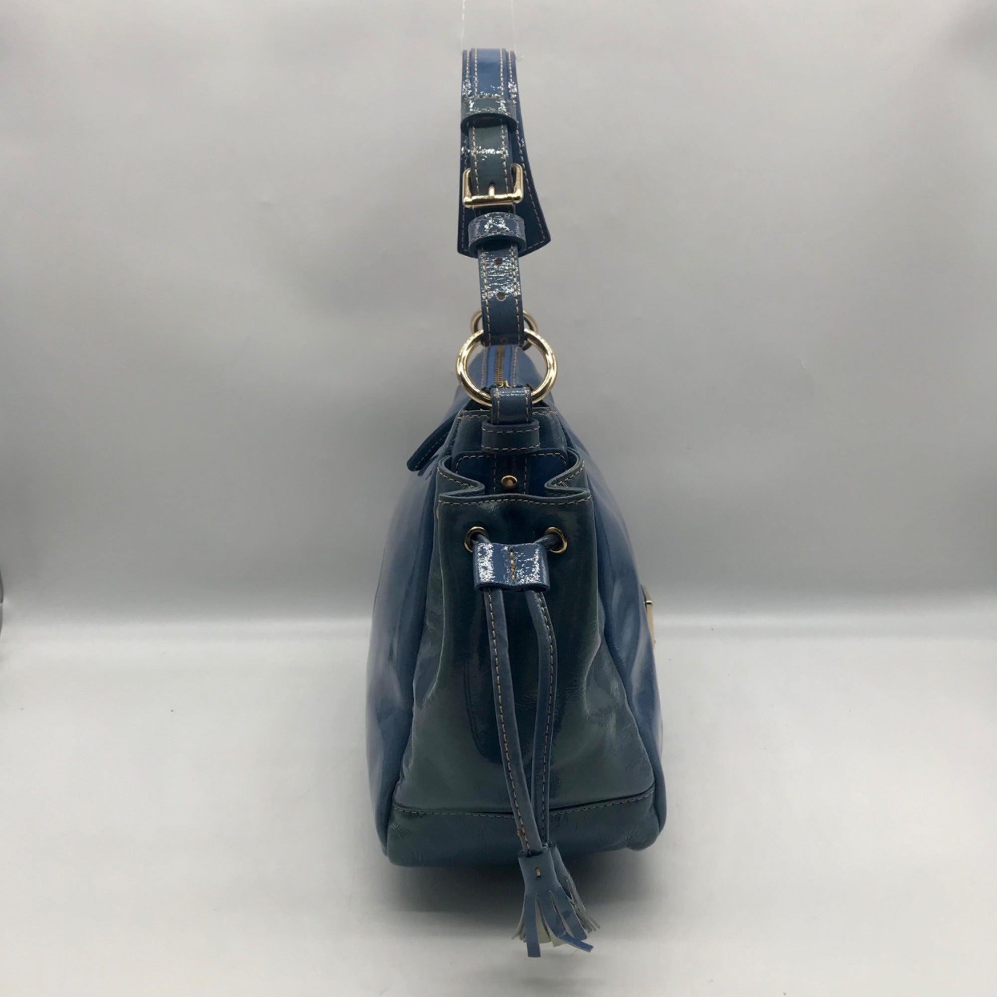 Dooney &amp; Bourke Sky Blue Patent Leather 1975 Collection Shoulder Bag